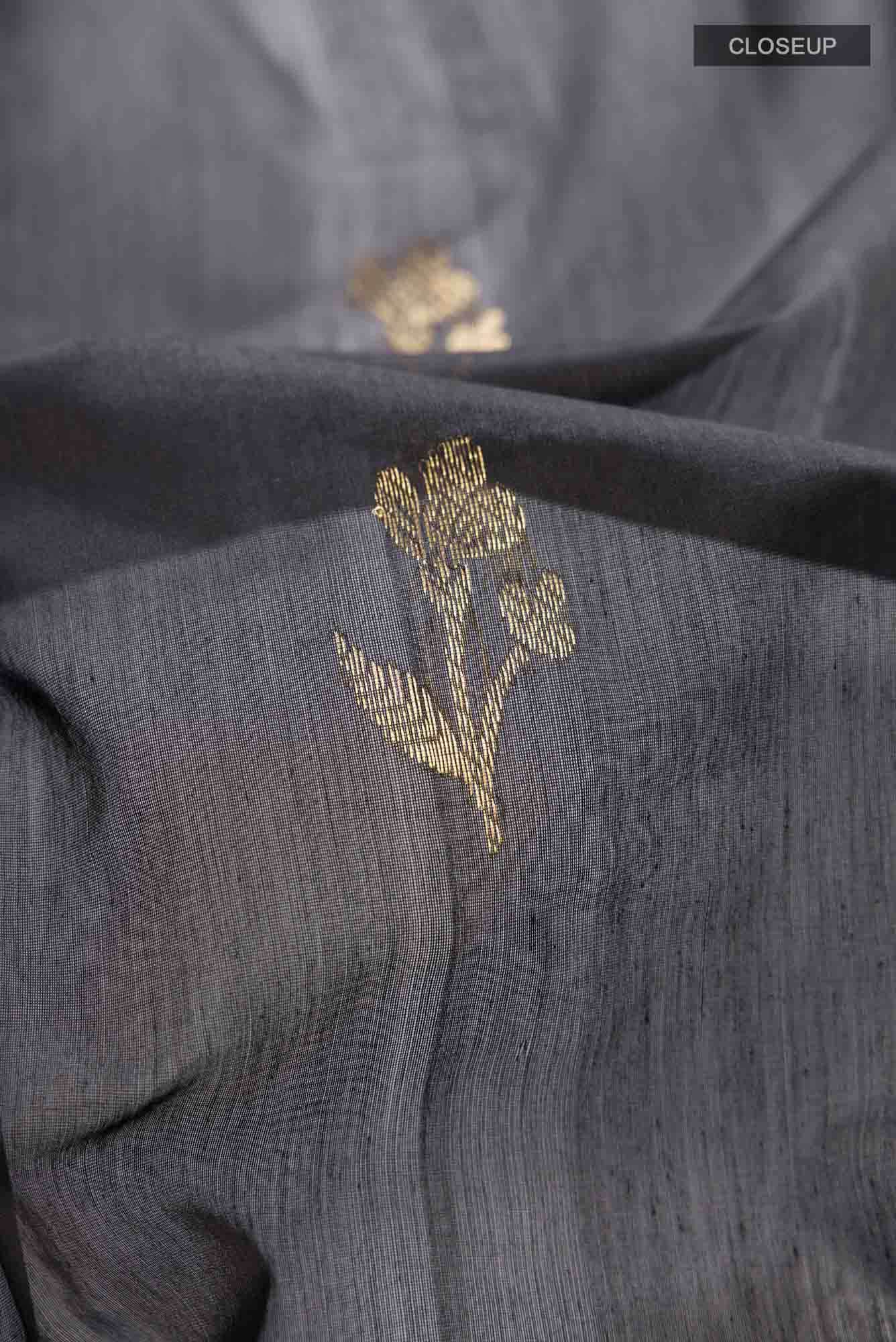 Black Chanderi Silk Cotton Saree