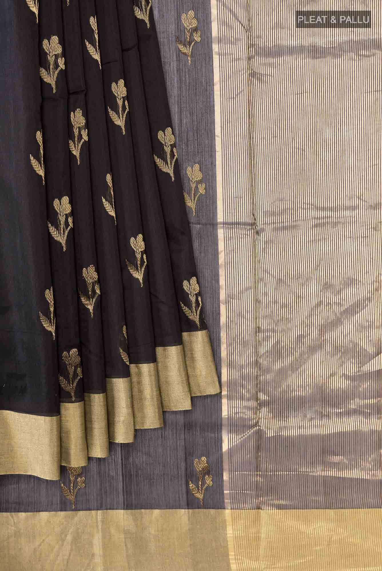 Black Chanderi Silk Cotton Saree