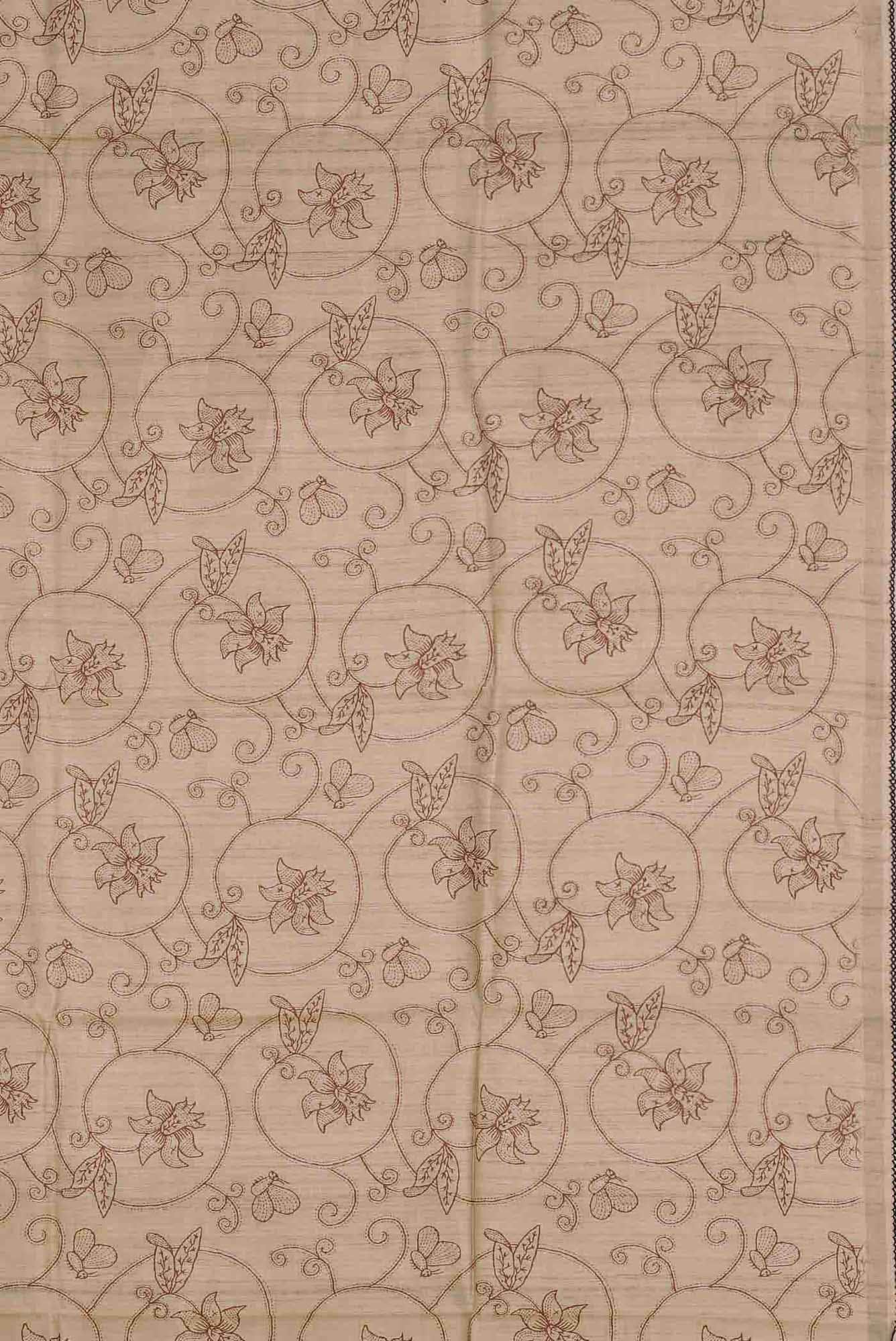 Beige Bhagalpuri Tussar Silk Saree