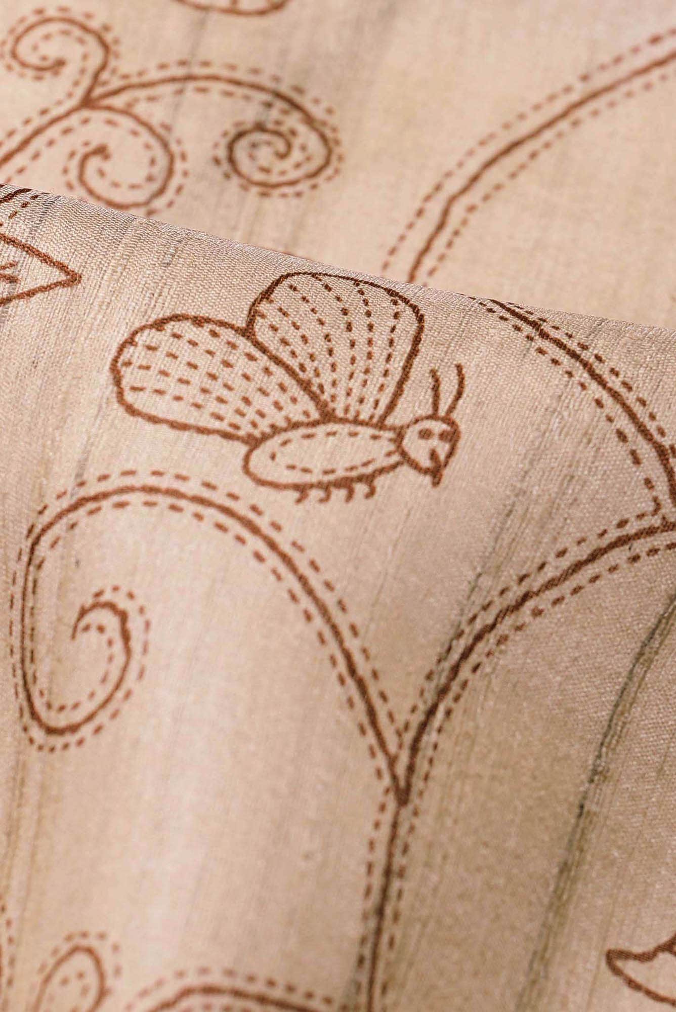 Beige Bhagalpuri Tussar Silk Saree