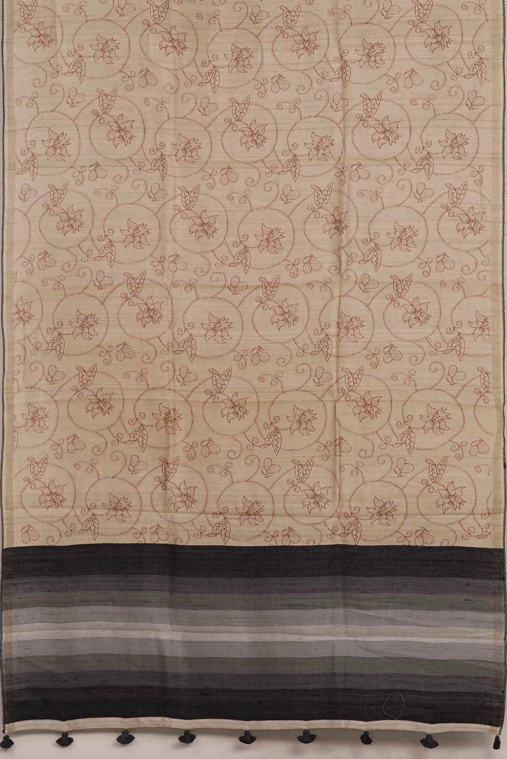 Beige Bhagalpuri Tussar Silk Saree
