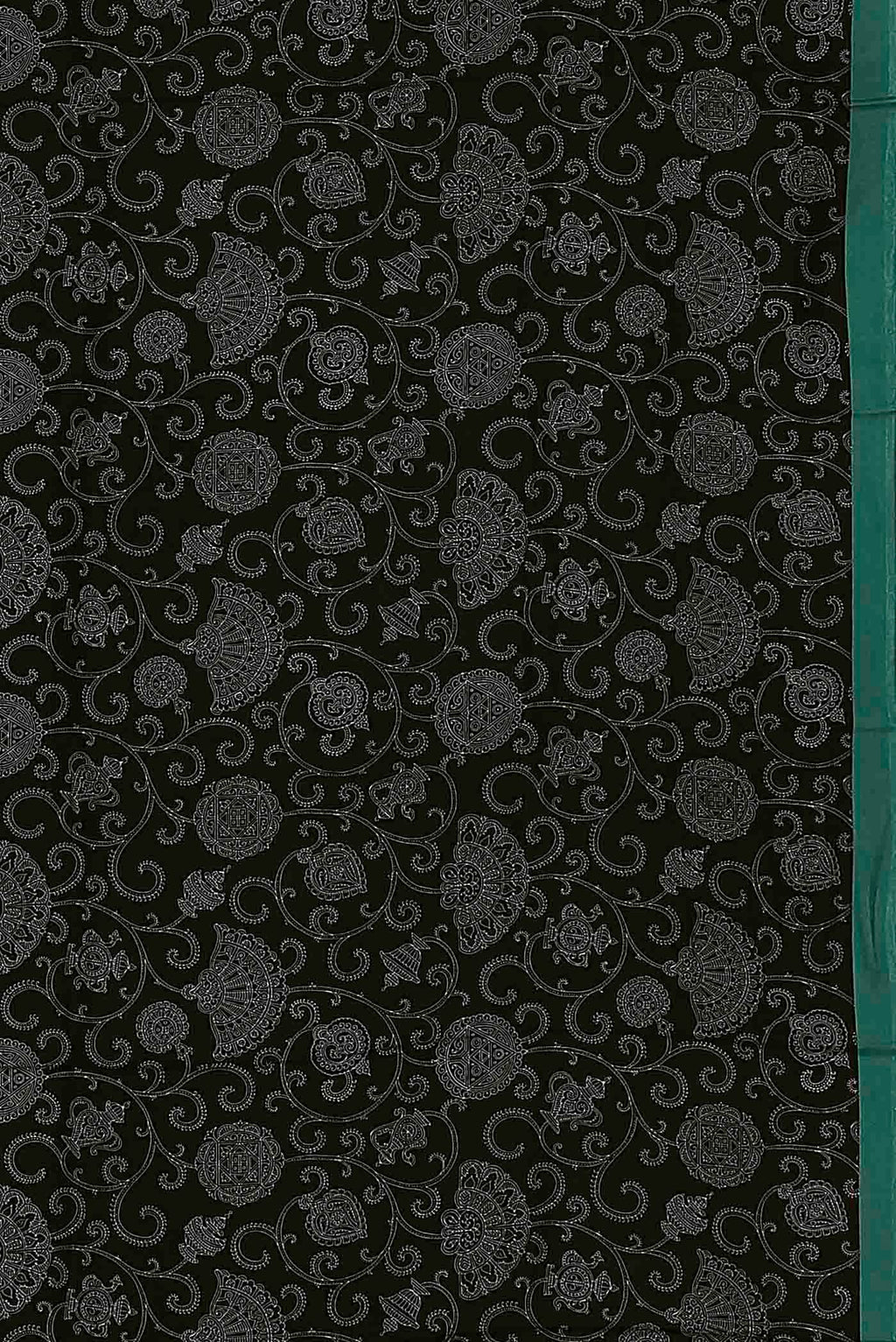 Black Printed Silk Saree
