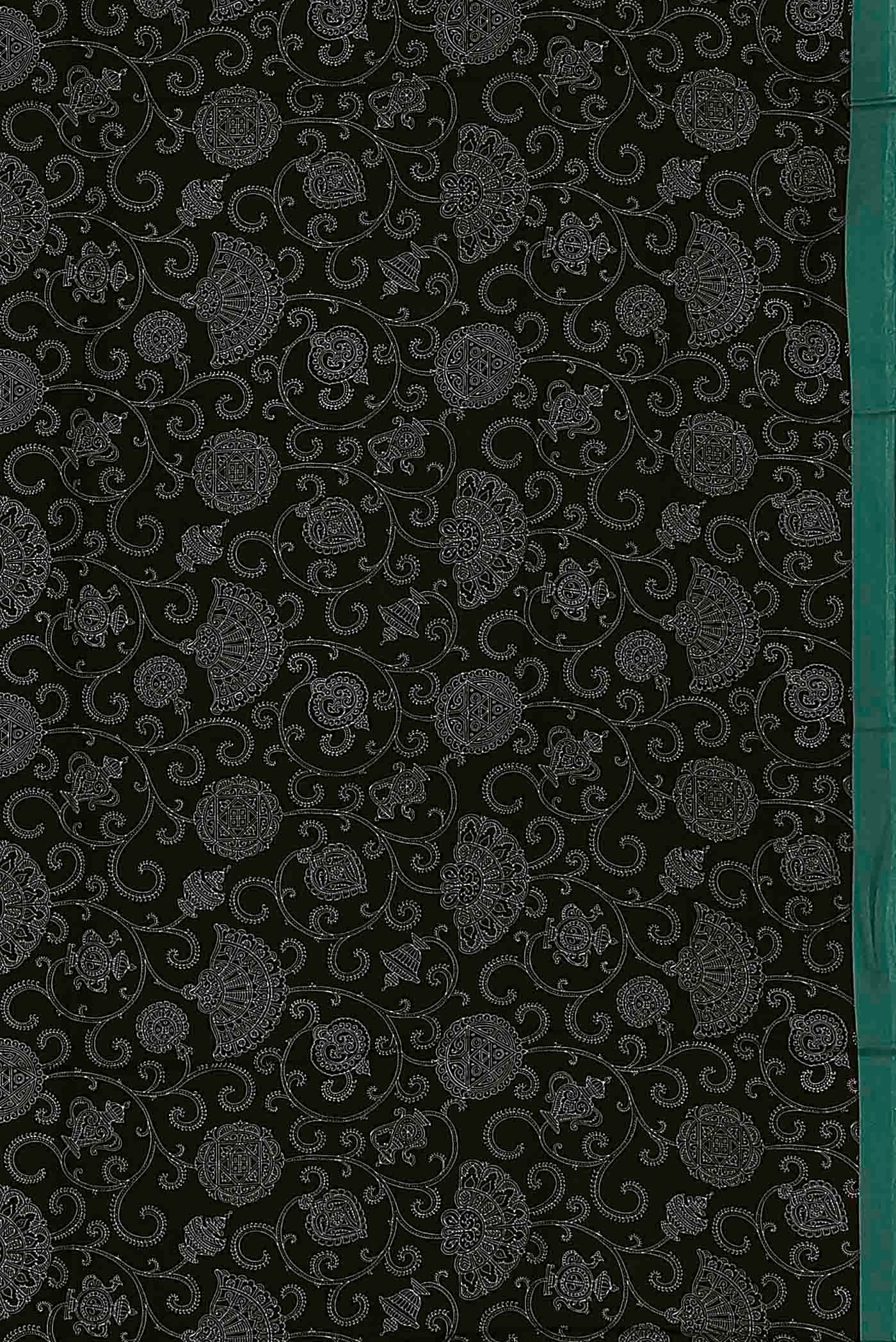 Black Printed Silk Saree