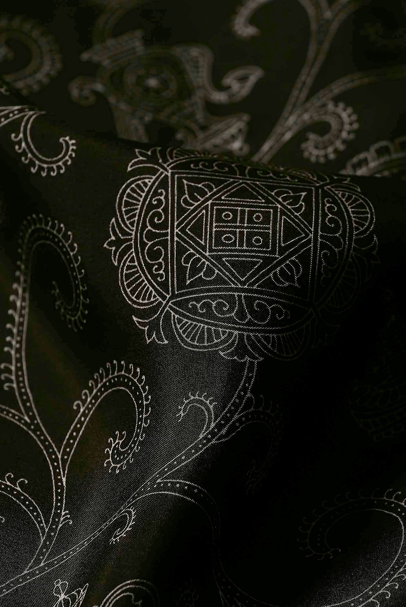 Black Printed Silk Saree