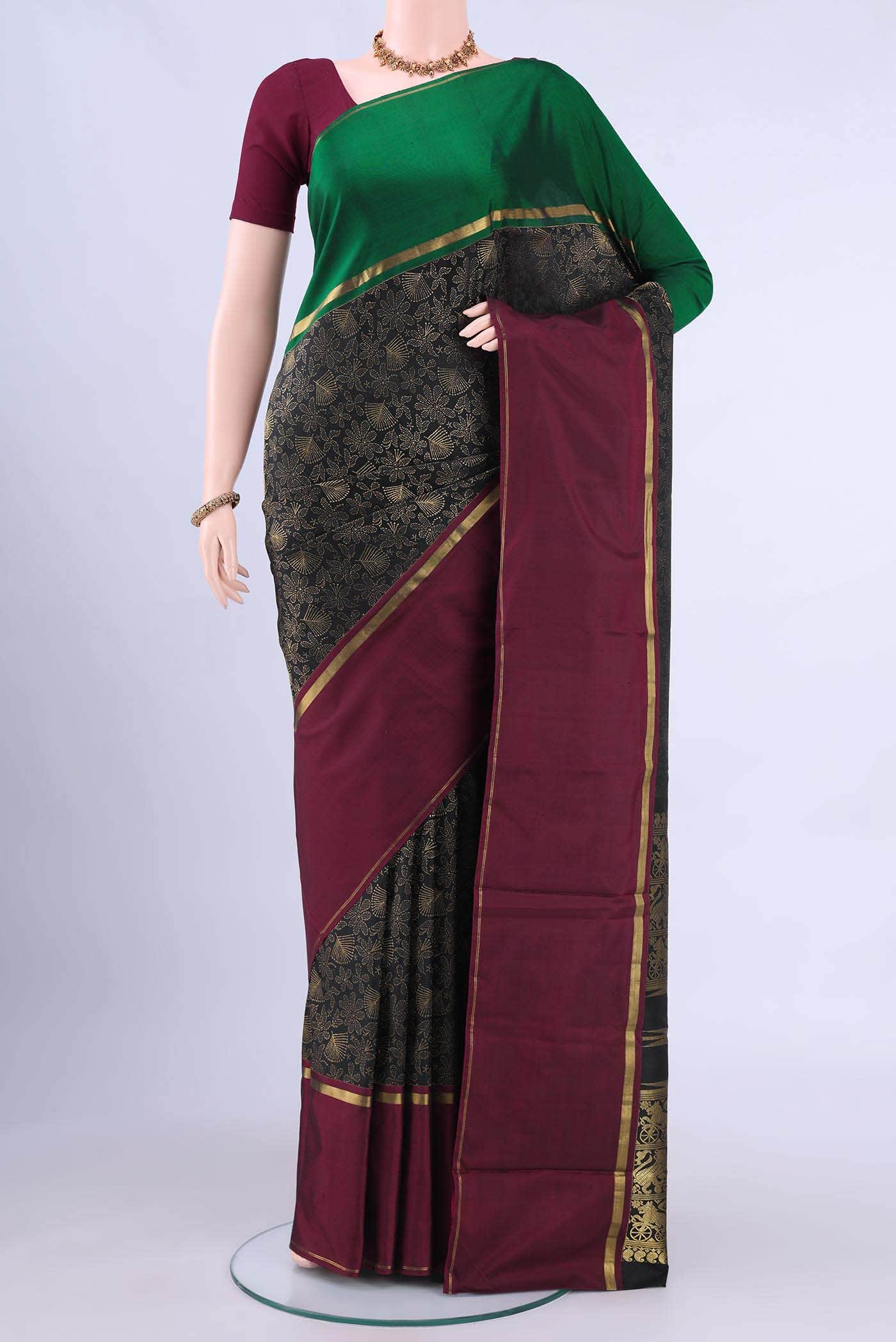 Black Kanchipuram Silk Saree