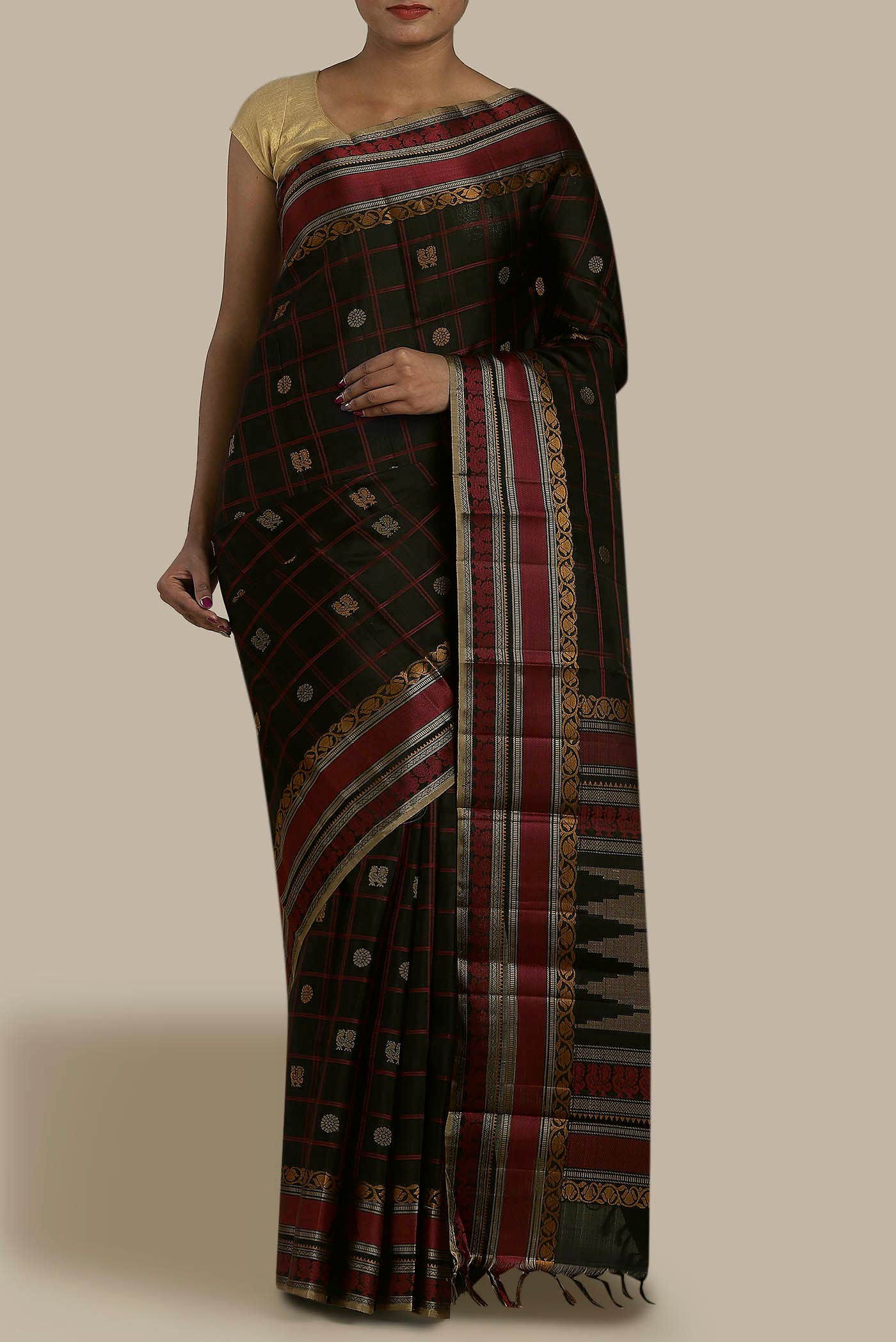 Black Kanchipuram Silk Saree