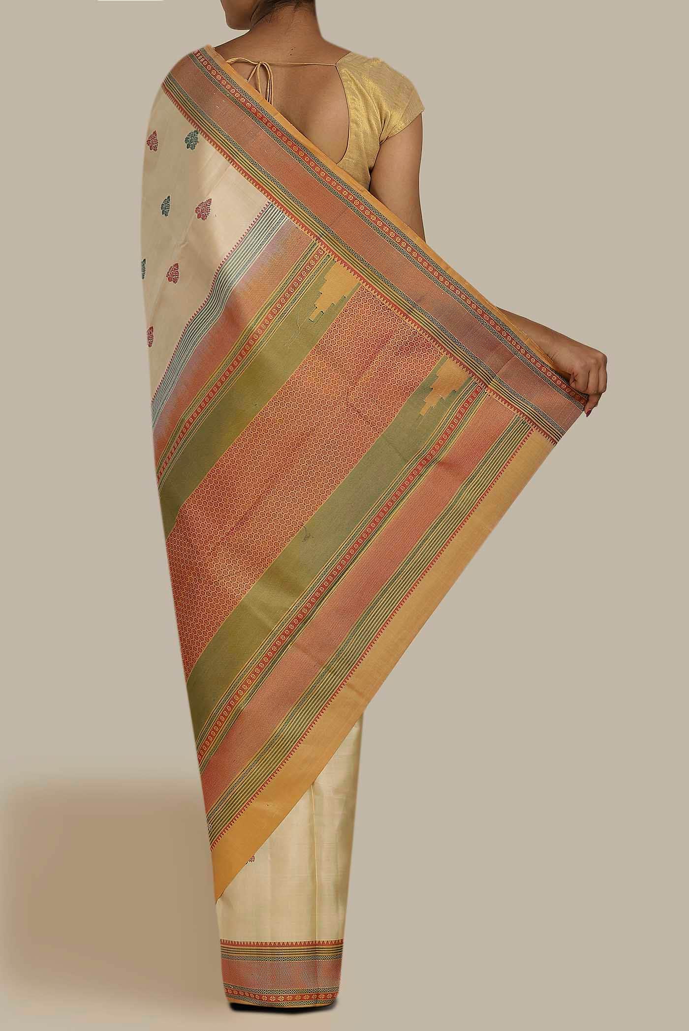 Beige Kanchipuram Silk Saree