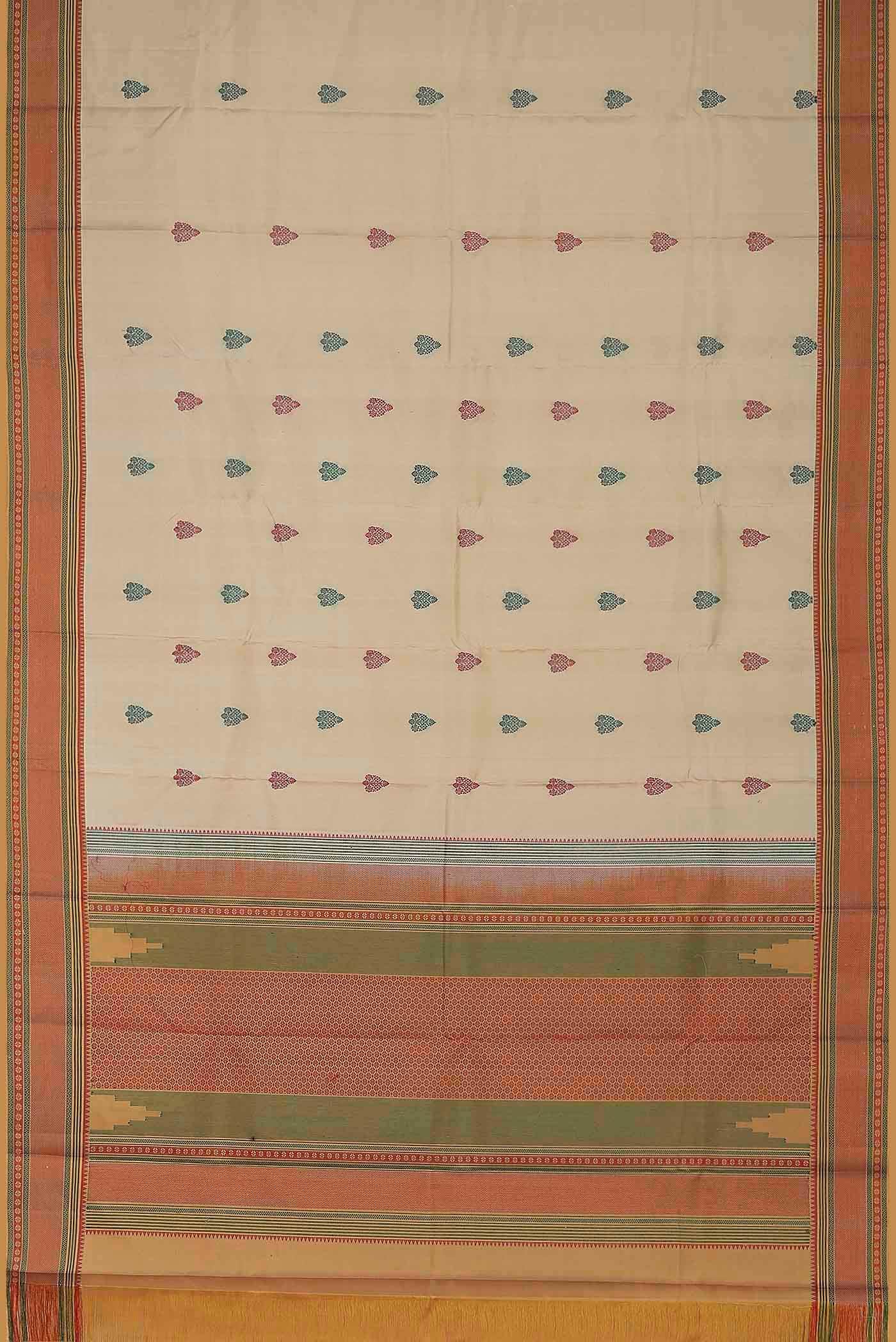 Beige Kanchipuram Silk Saree