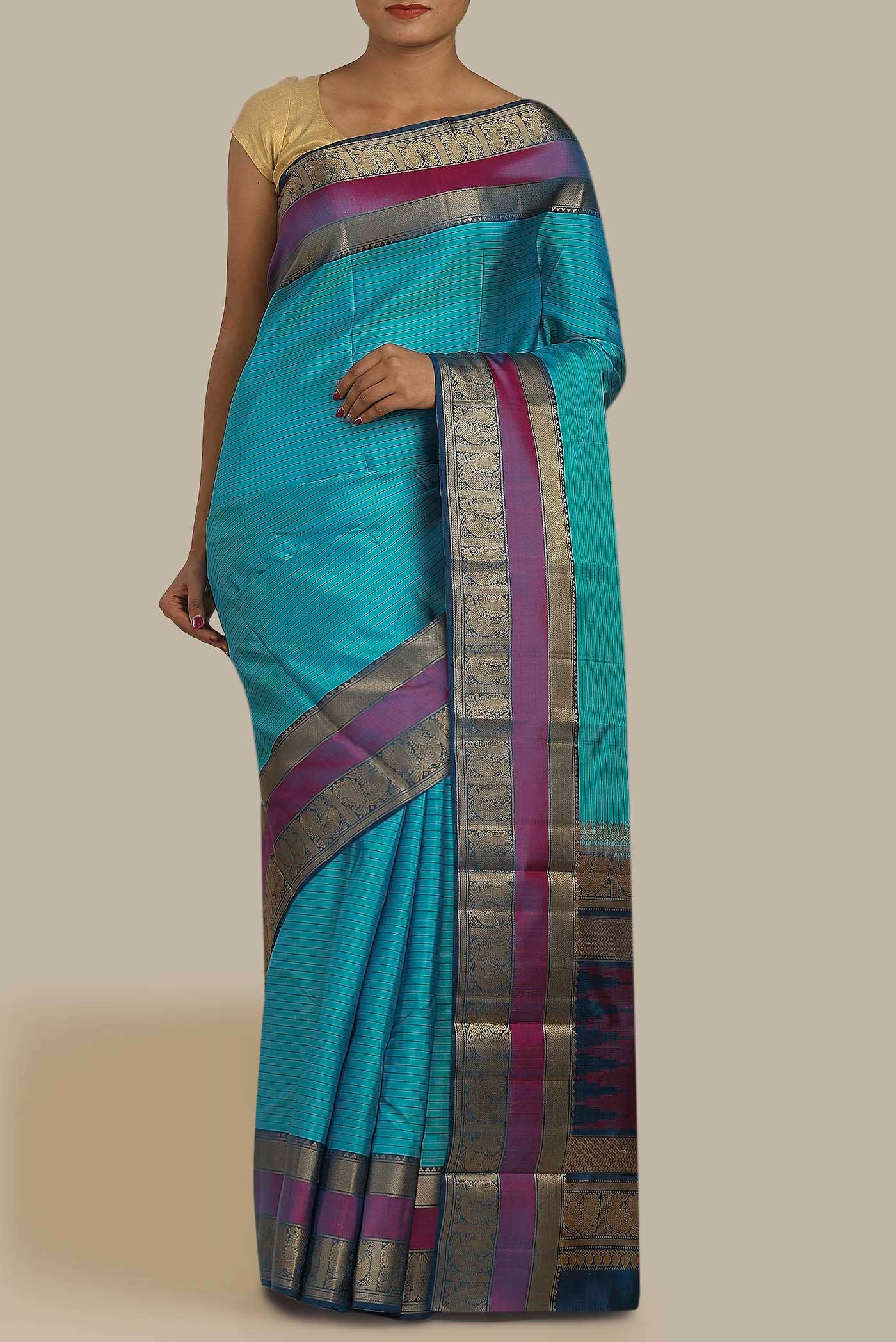 Blue Kanchipuram Silk Saree