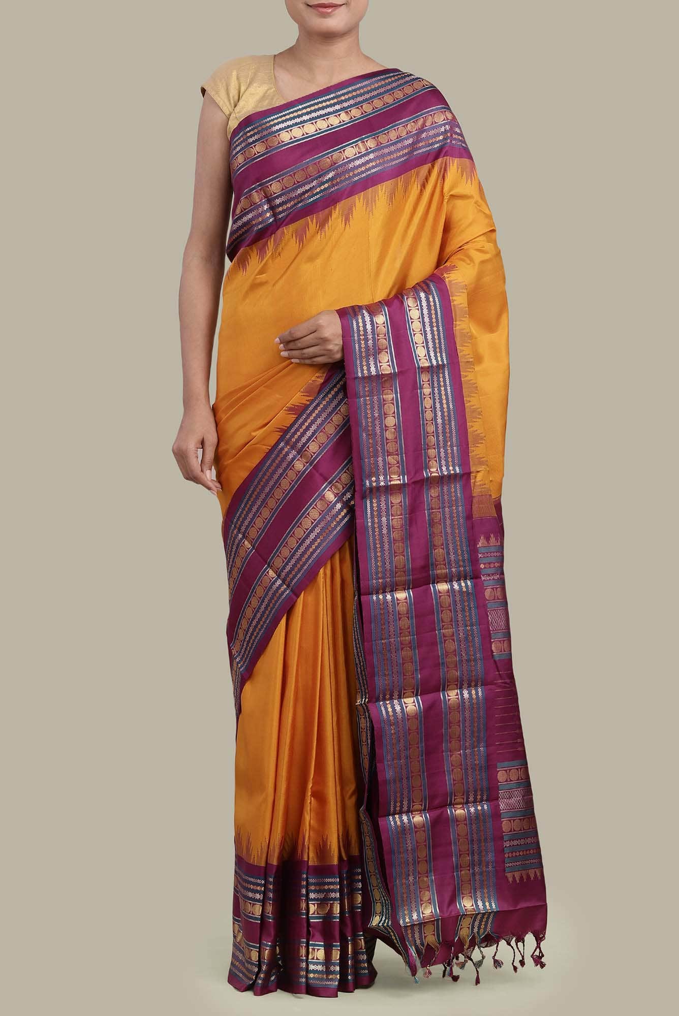 Yellow Kanchipuram Silk Saree