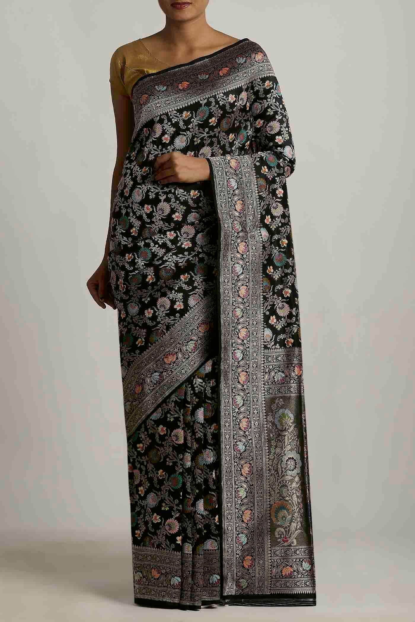 Black Banarasi Silk Saree