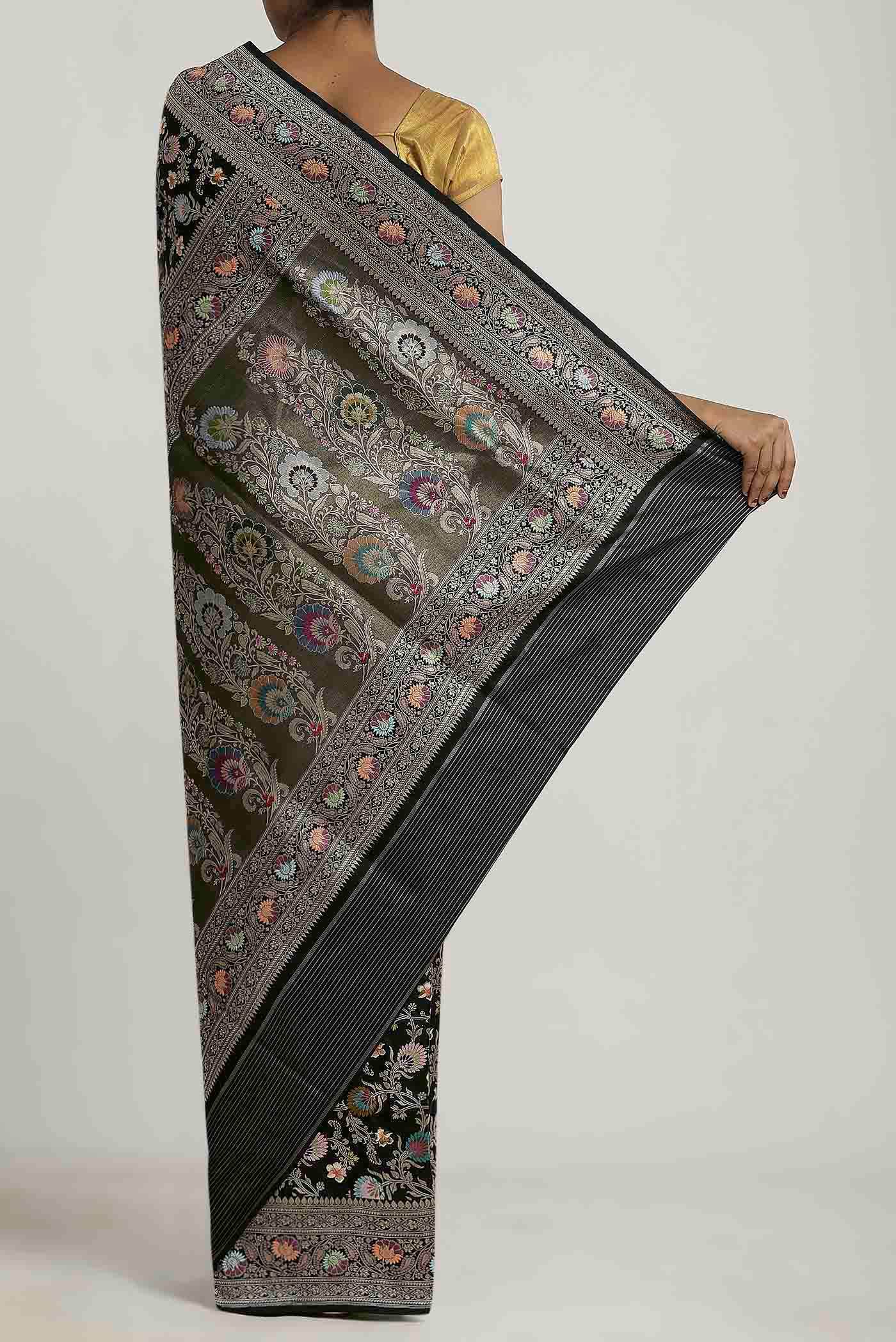 Black Banarasi Silk Saree