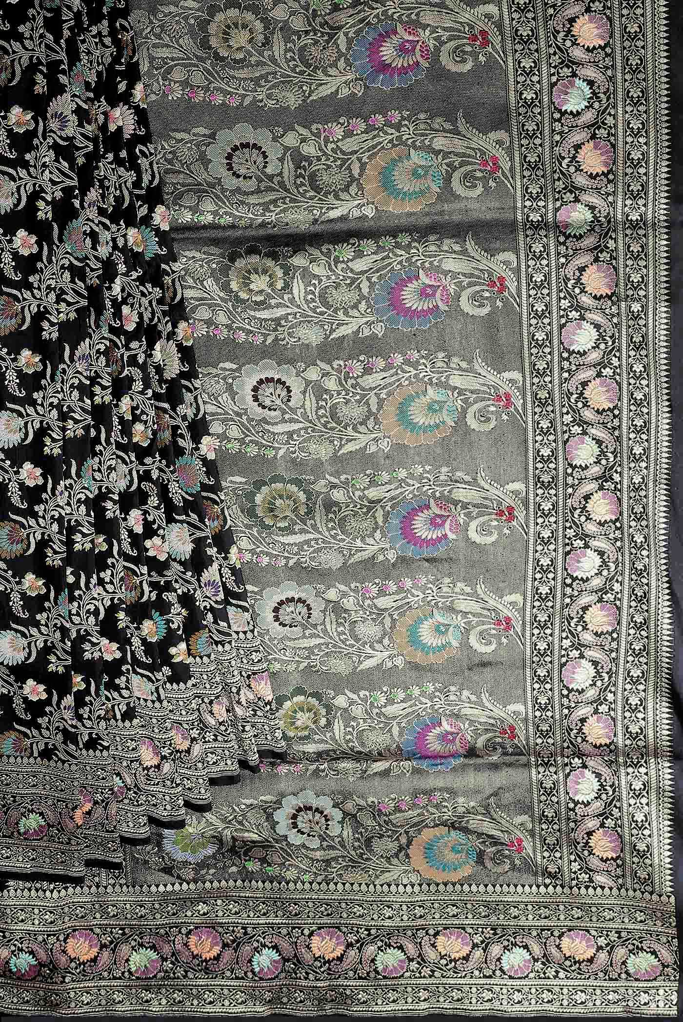 Black Banarasi Silk Saree