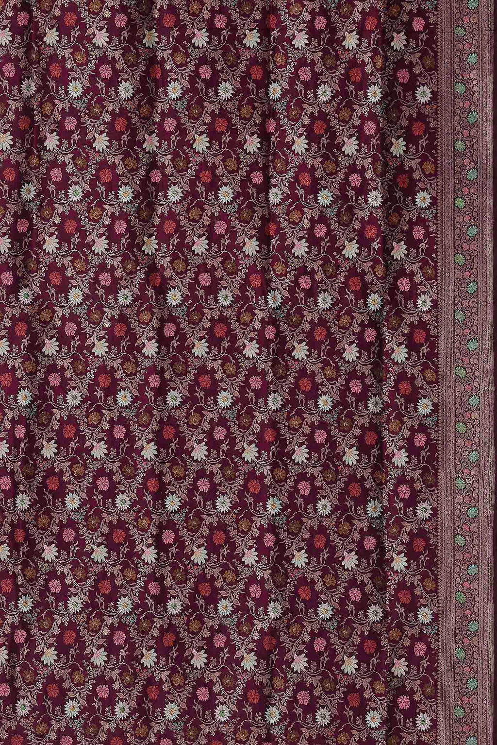 Burgundy Banarasi Silk Saree