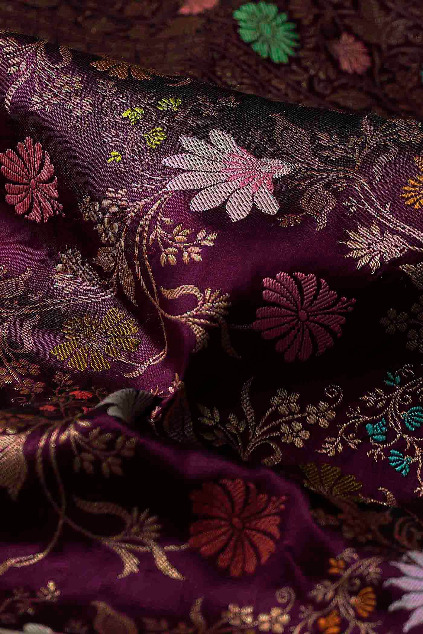 Burgundy Banarasi Silk Saree