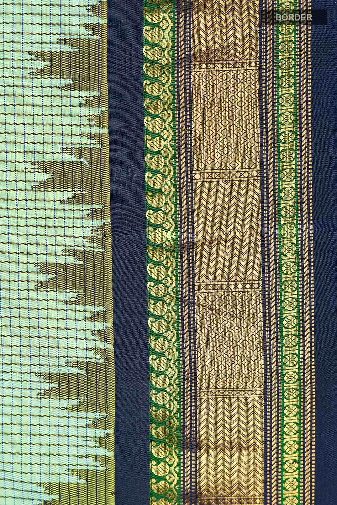 Sea Green Dual Tone Gadwal Silk Saree