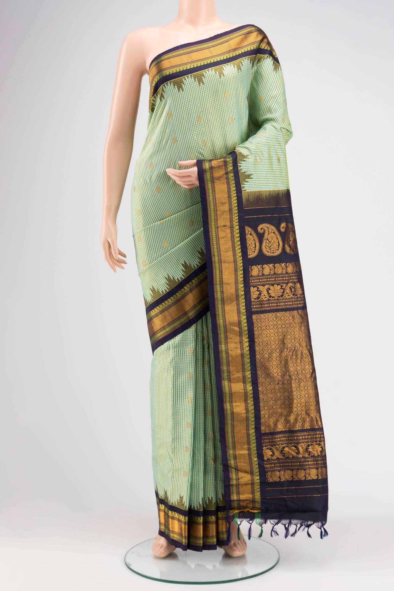 Sea Green Dual Tone Gadwal Silk Saree