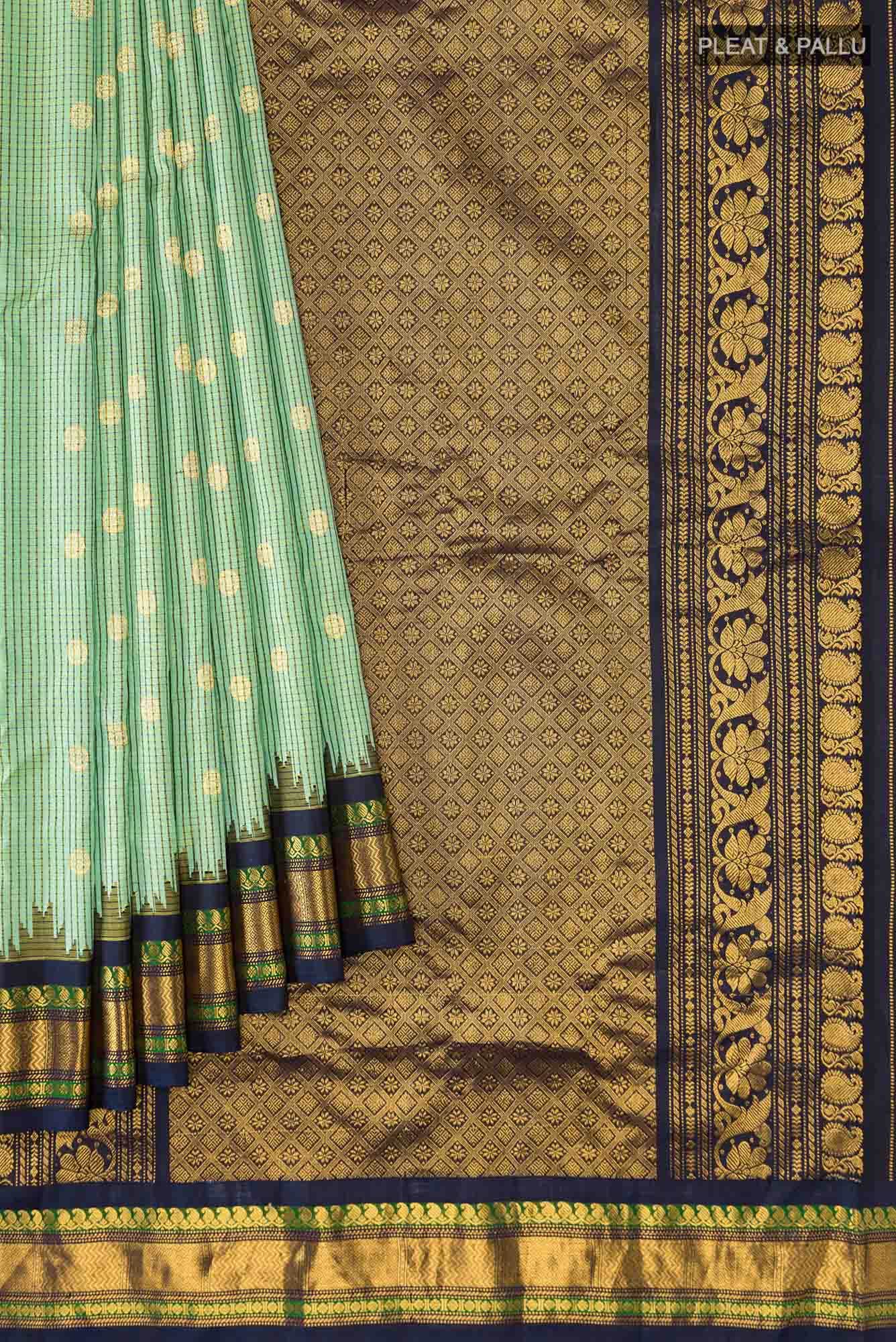 Sea Green Dual Tone Gadwal Silk Saree
