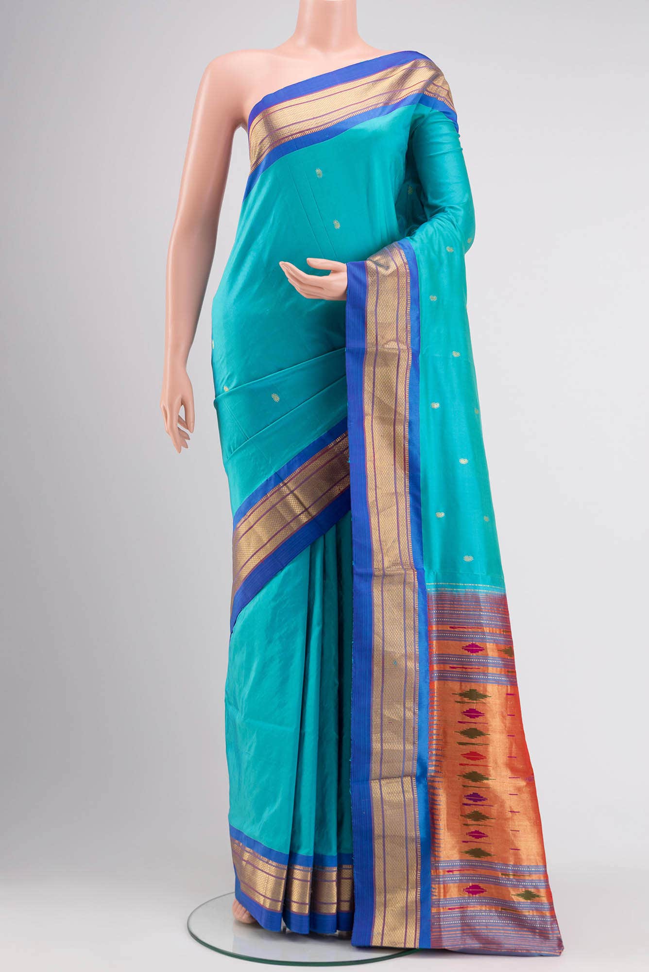 Sky Blue Dual Tone Paithani Silk Saree