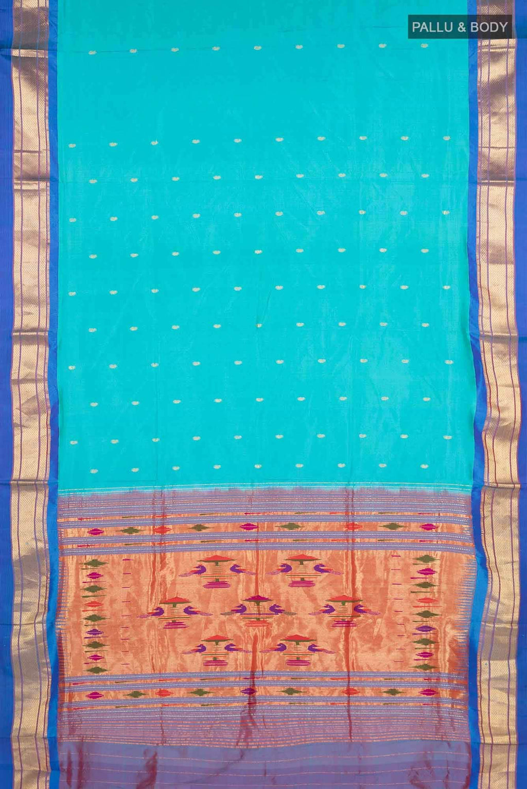 Sky Blue Dual Tone Paithani Silk Saree