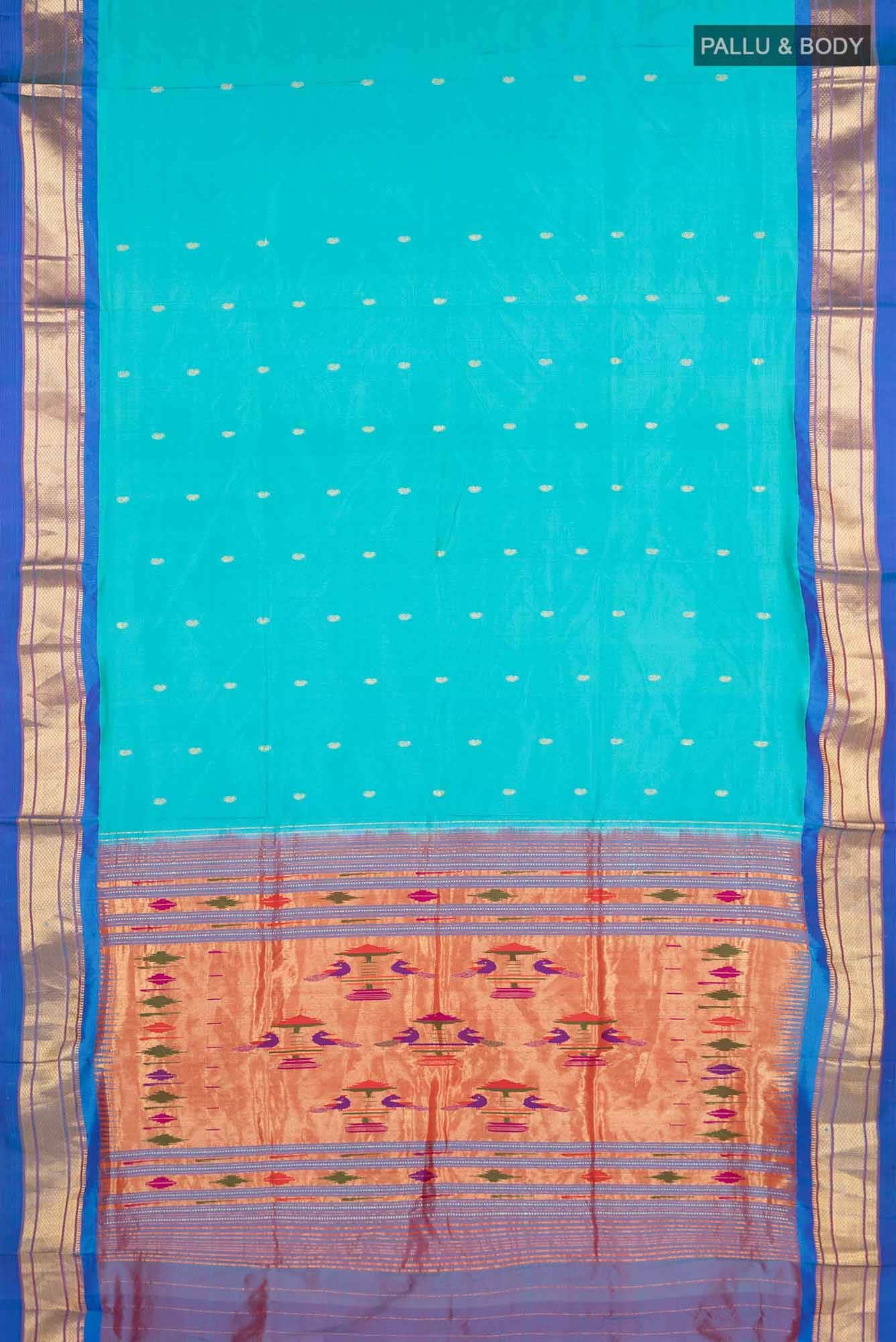 Sky Blue Dual Tone Paithani Silk Saree