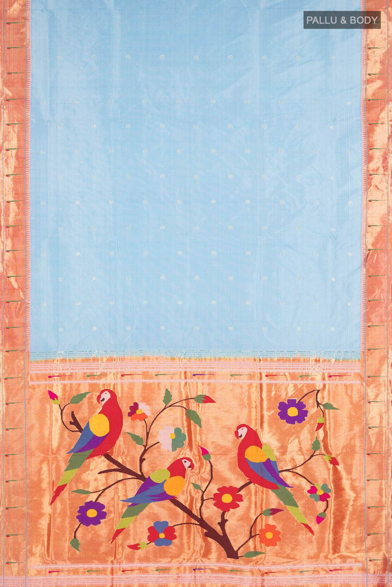 Sky Blue Dual Tone Paithani Silk Saree