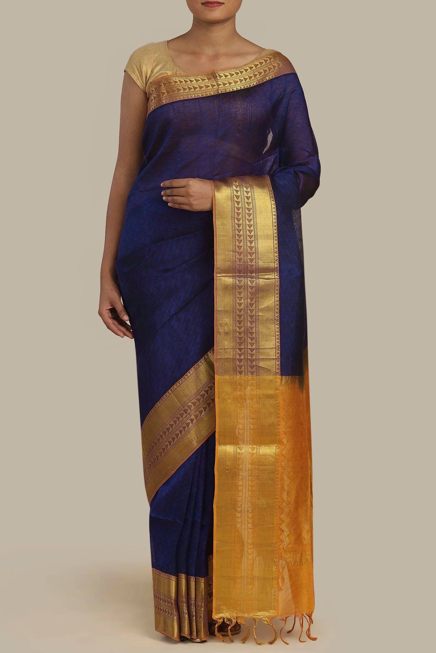 Blue Silk Cotton Saree