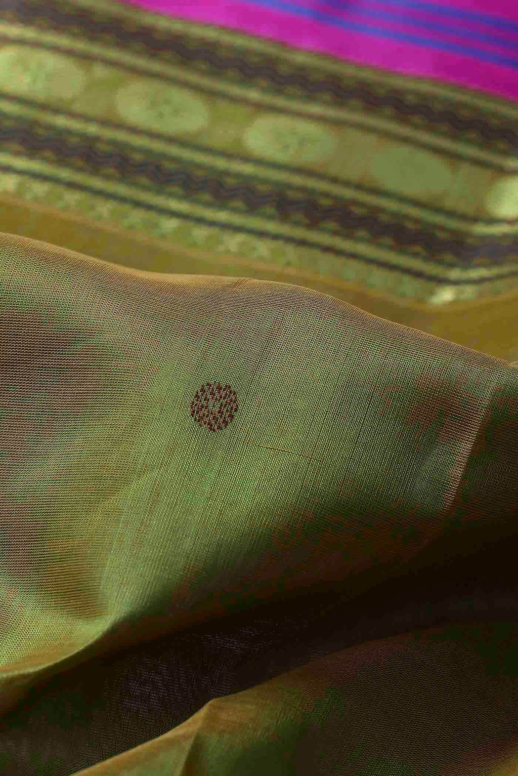 Green with Yellow Dual Tone Silk Cotton Saree