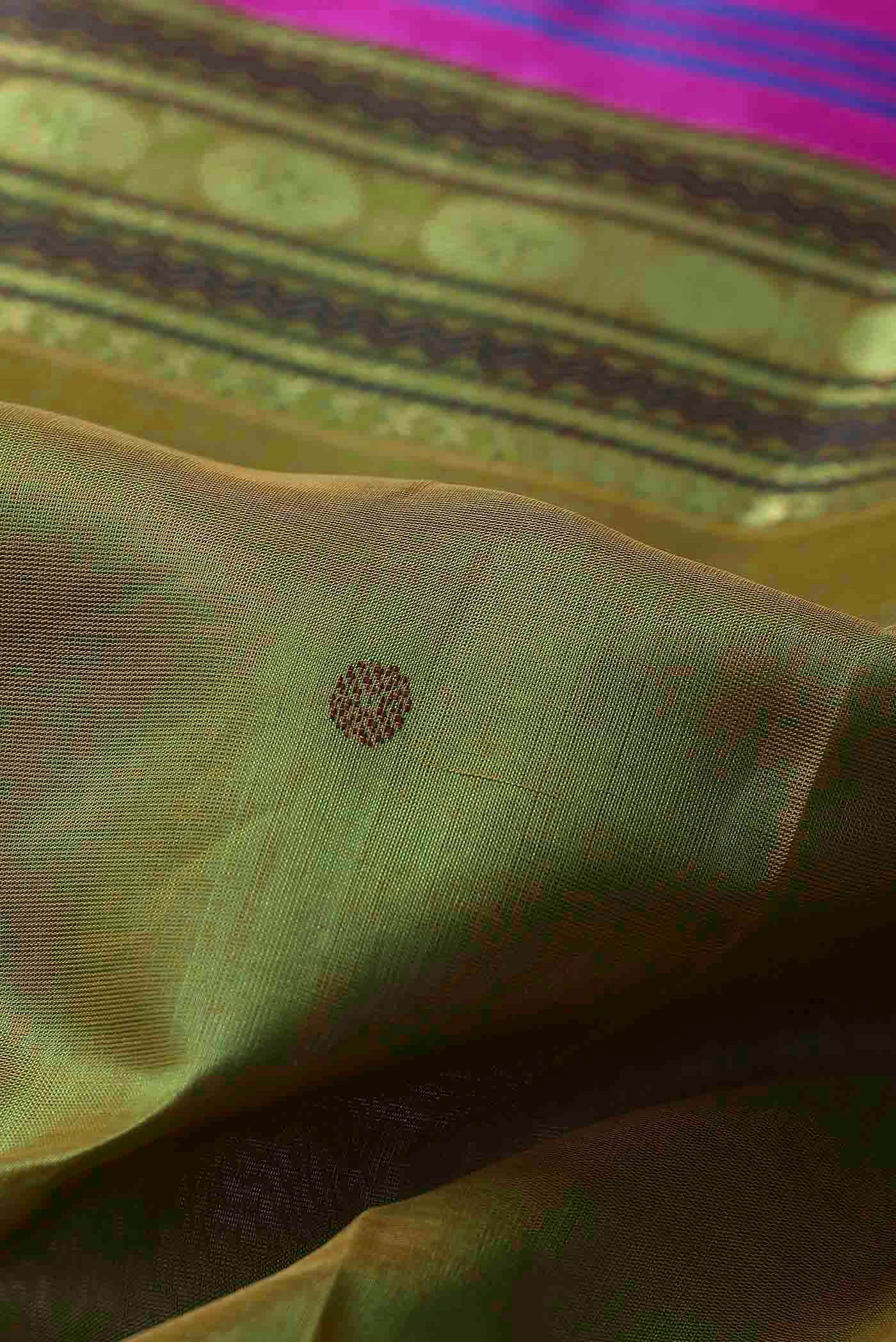 Green with Yellow Dual Tone Silk Cotton Saree