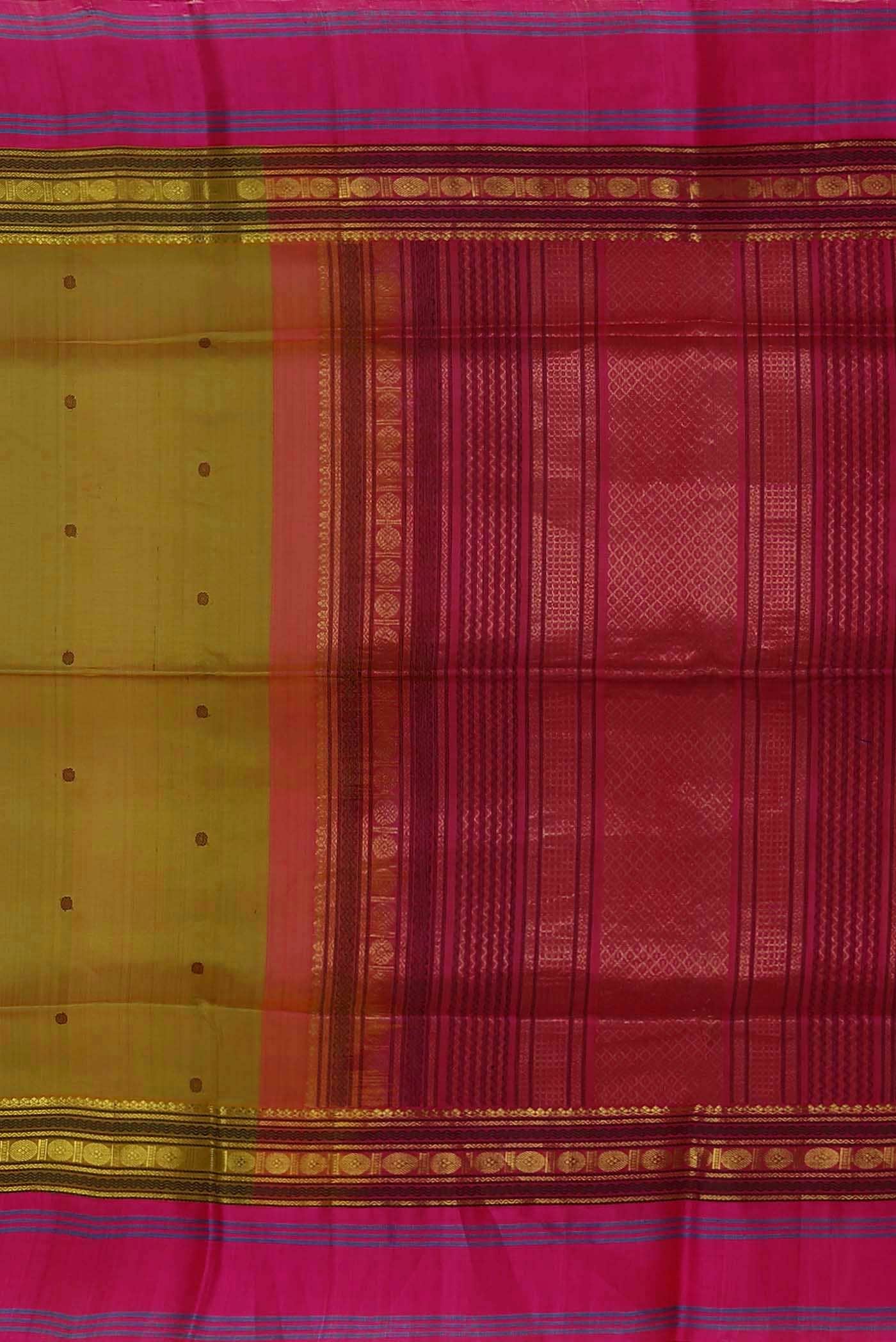 Green with Yellow Dual Tone Silk Cotton Saree