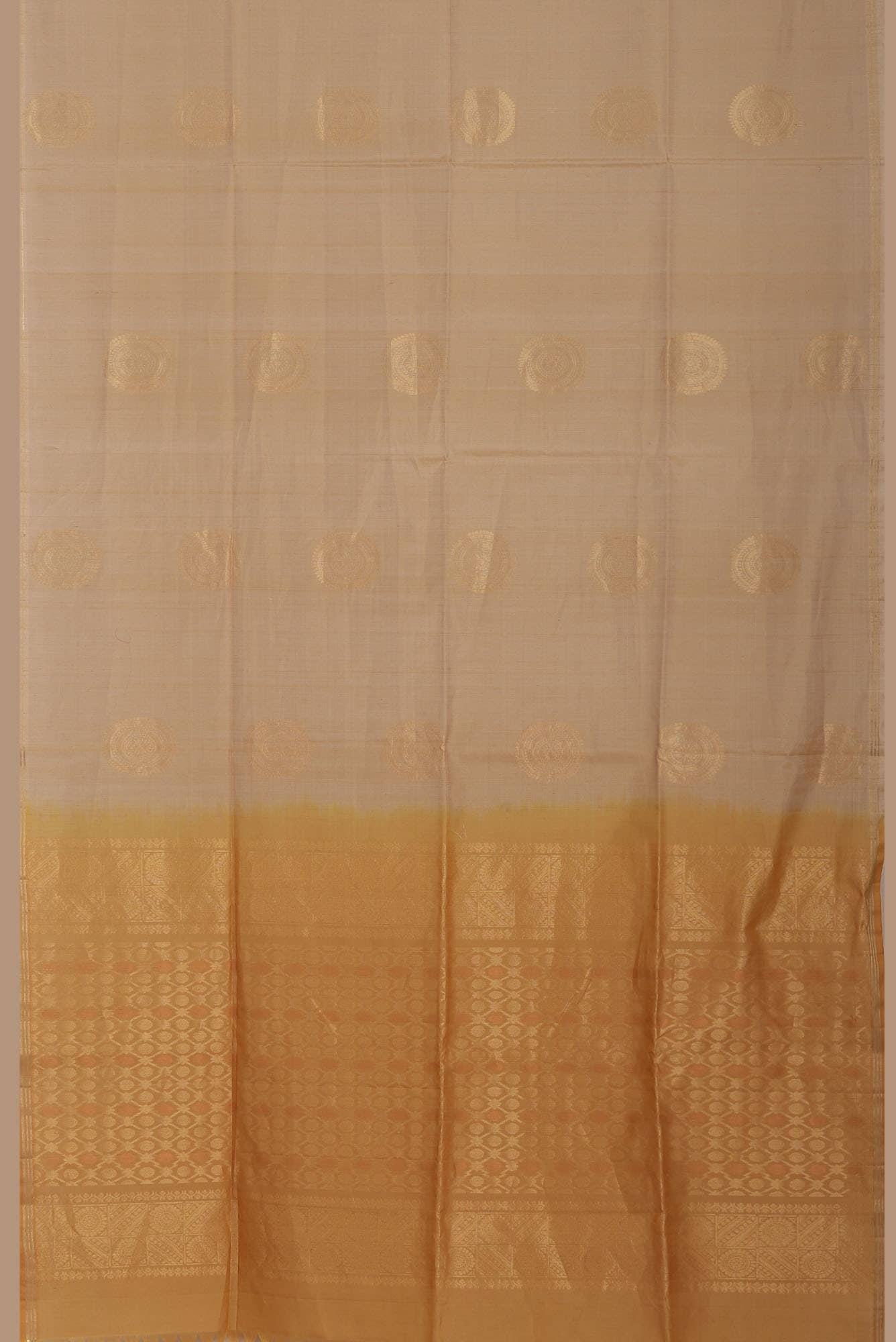Beige Silk Cotton Saree
