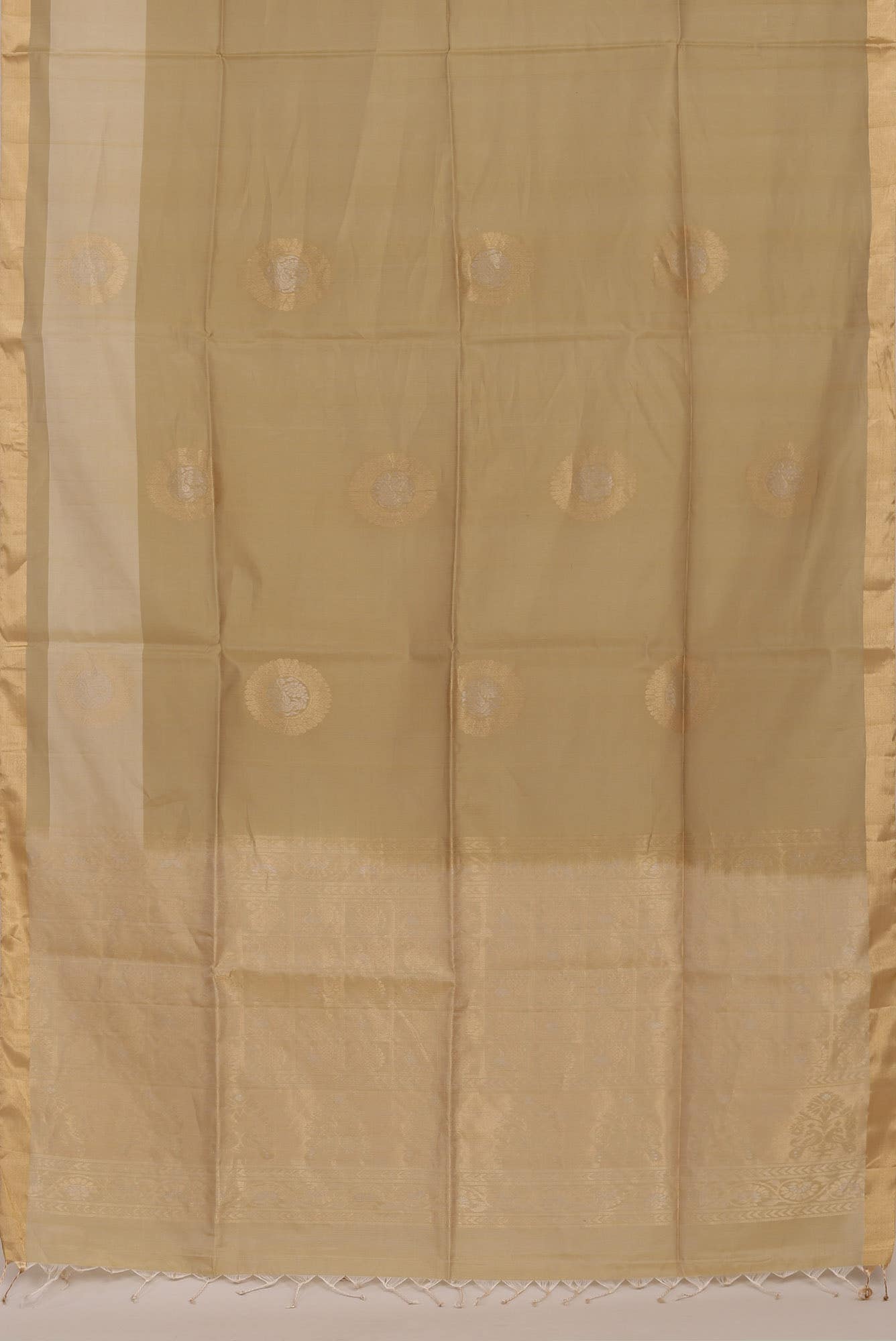 Beige Silk Cotton Saree