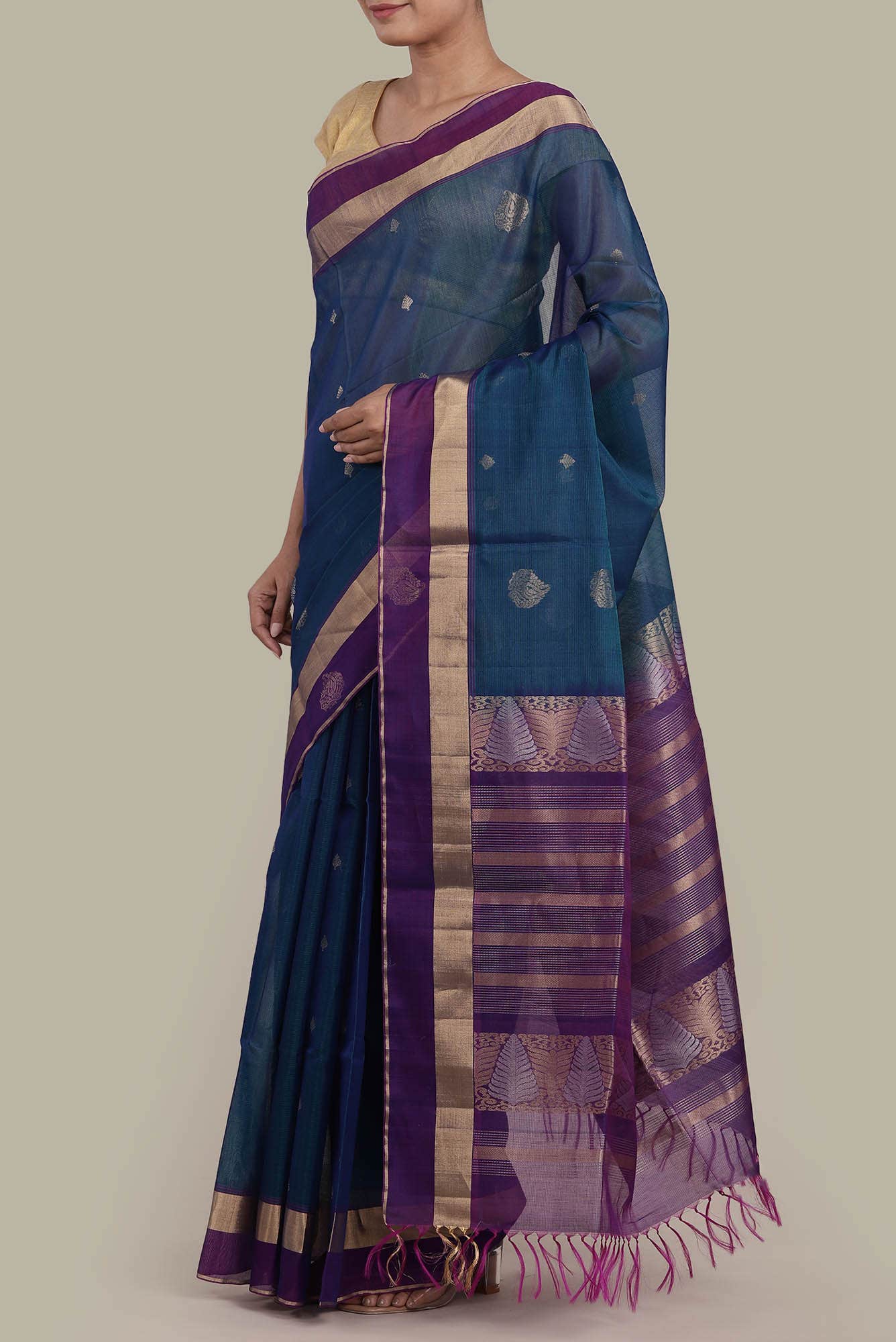 Blue Silk Cotton Saree