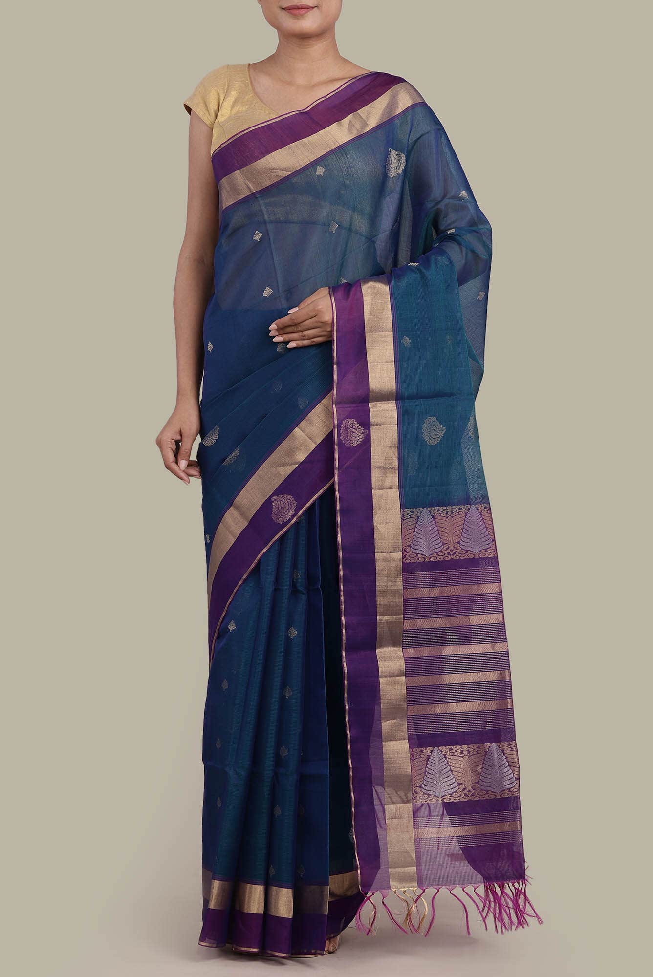 Blue Silk Cotton Saree