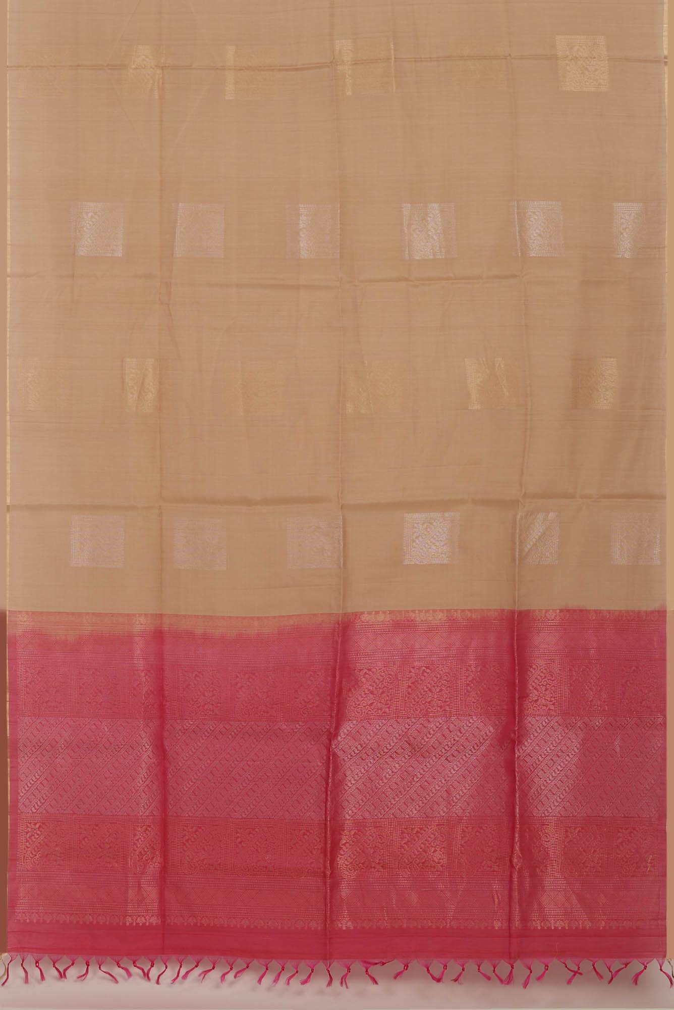 Beige Silk Cotton Saree