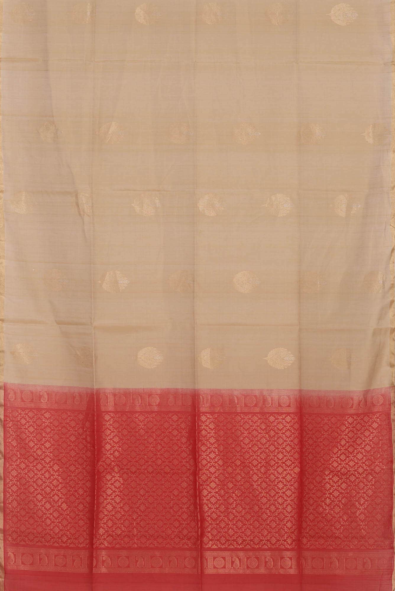 Beige Silk Cotton Saree