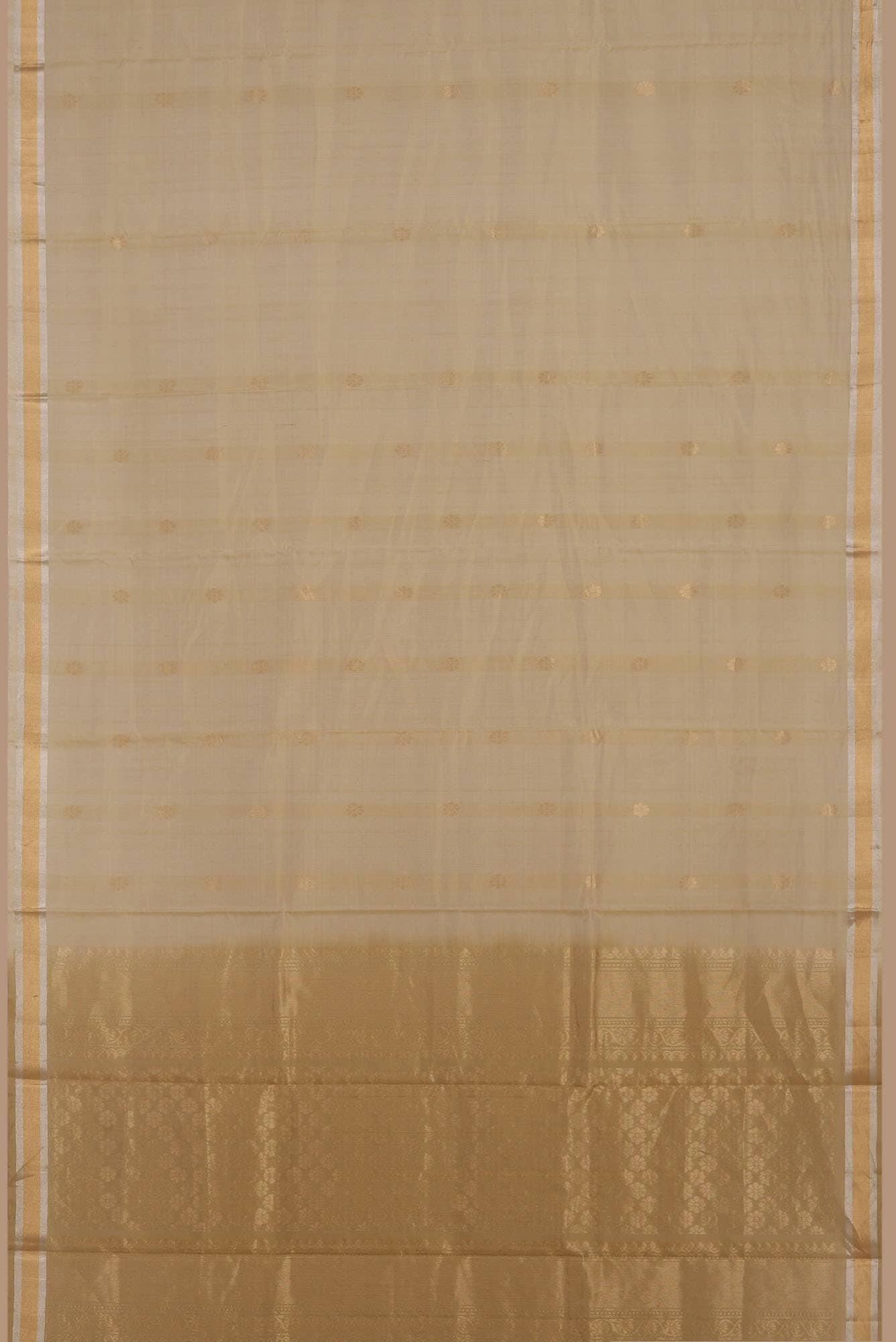 Beige Silk Cotton Saree