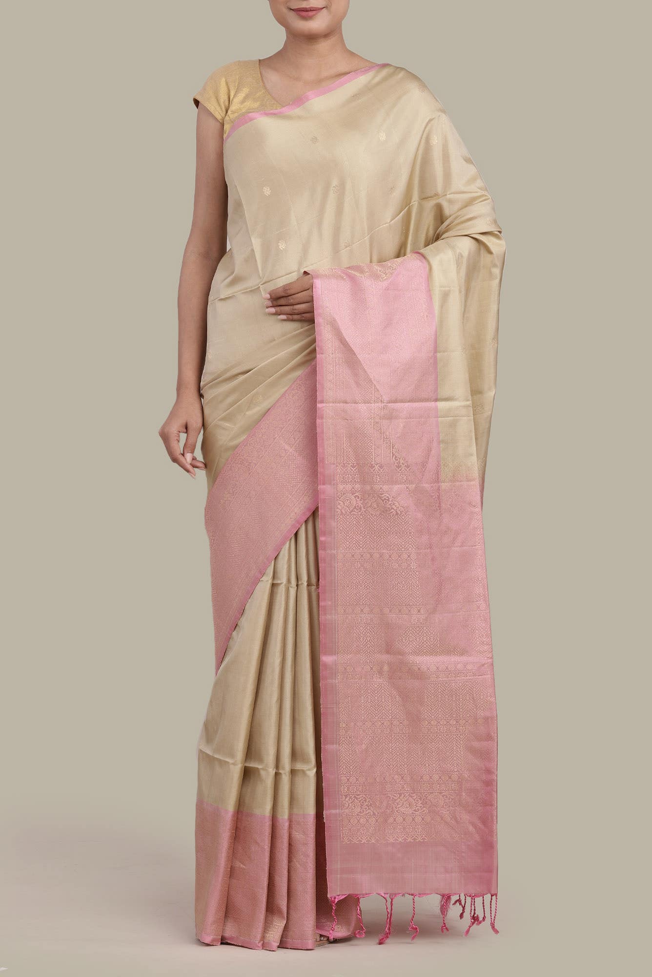 Beige Soft Silk Saree