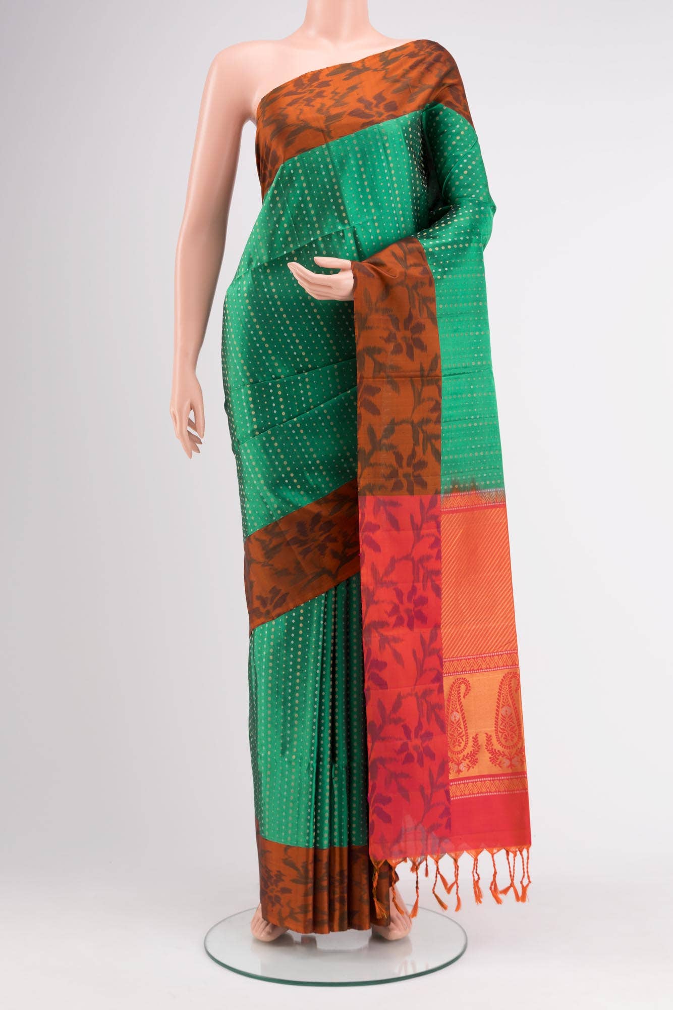 Green Dual Tone Soft Silk Saree