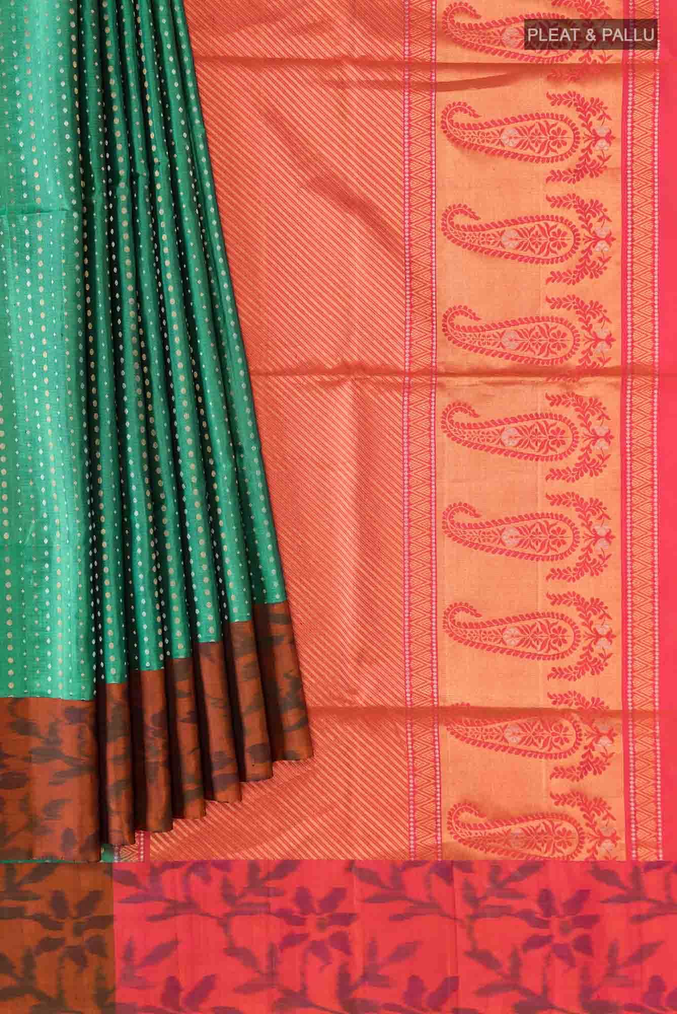 Green Dual Tone Soft Silk Saree