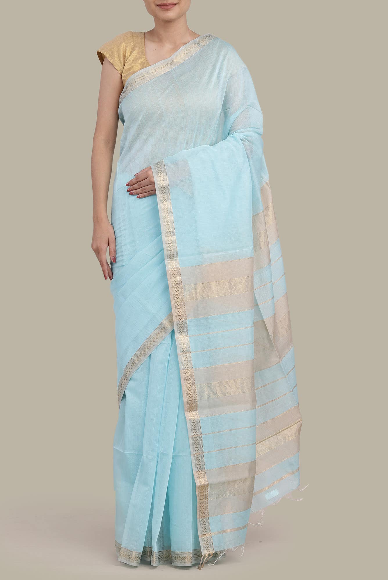 Blue Maheshwari Silk Cotton Saree