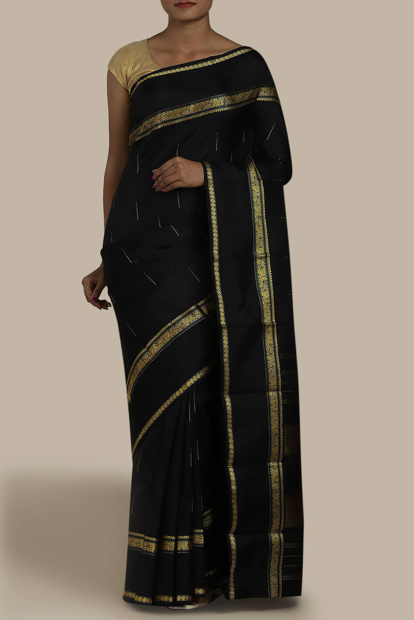 Black Kanchipuram Silk Saree