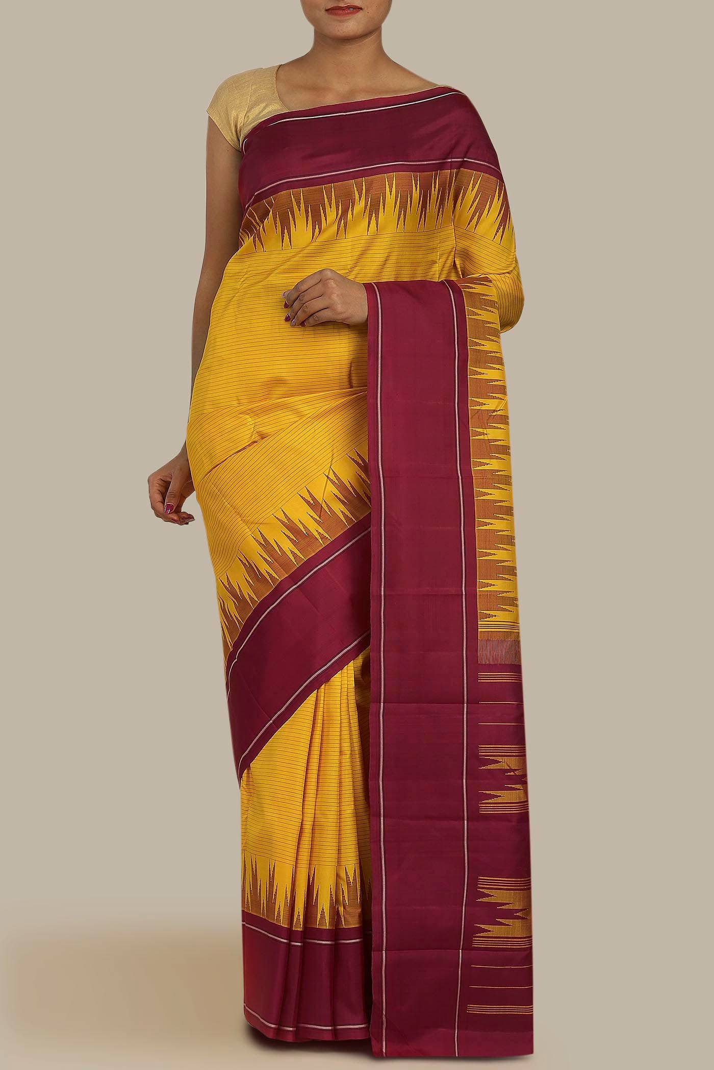 Yellow Kanchipuram Silk Saree