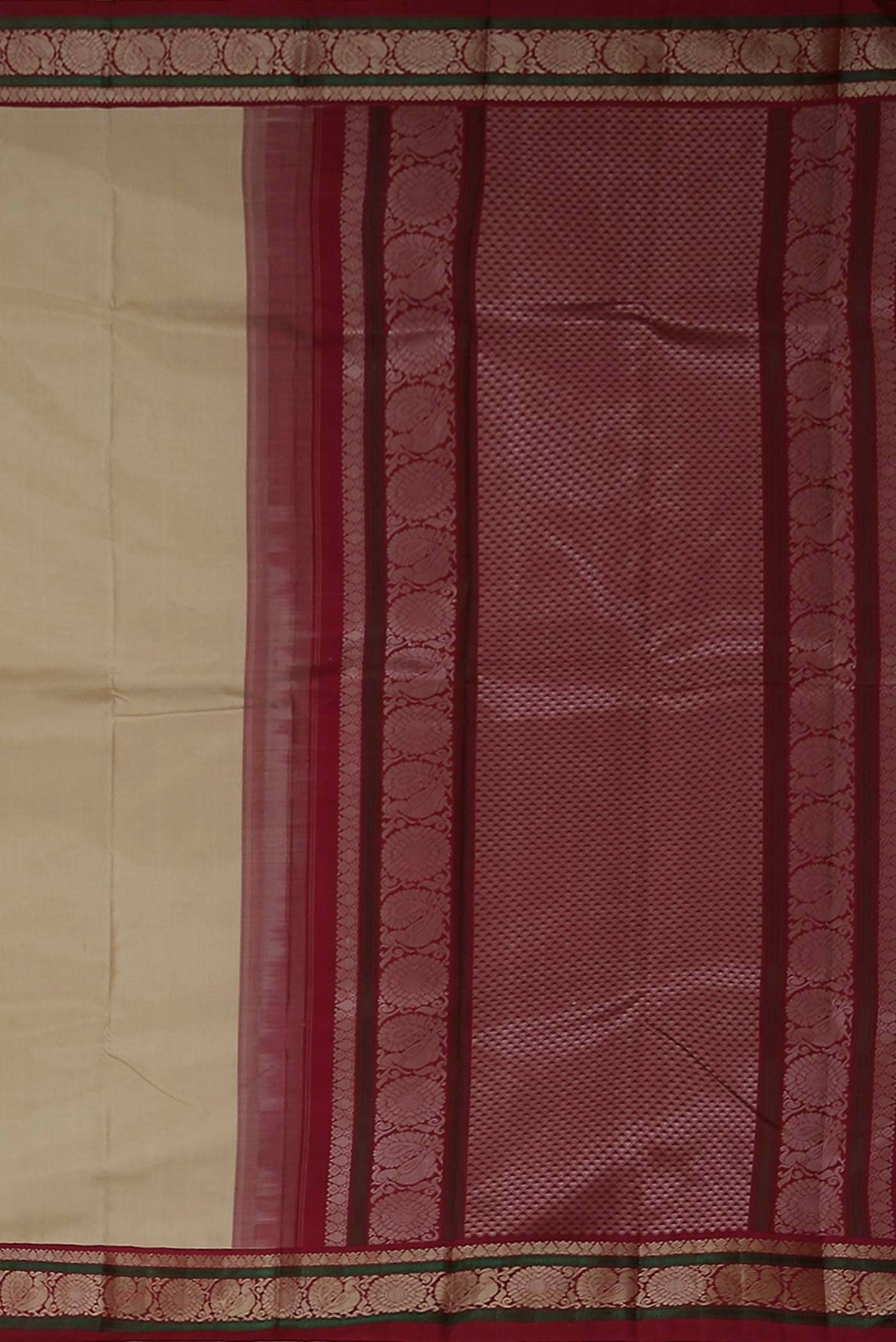Cream Kanchipuram Silk Saree