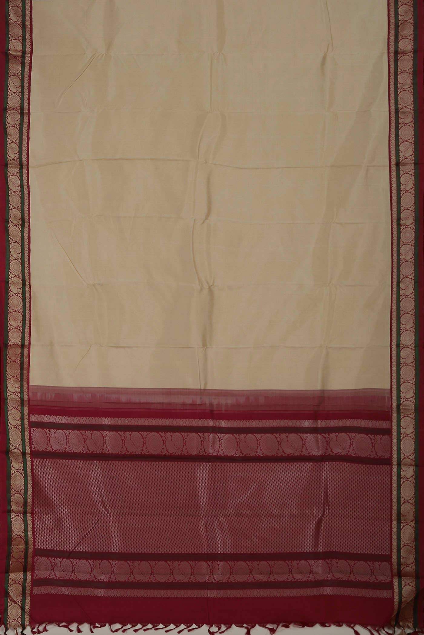 Cream Kanchipuram Silk Saree