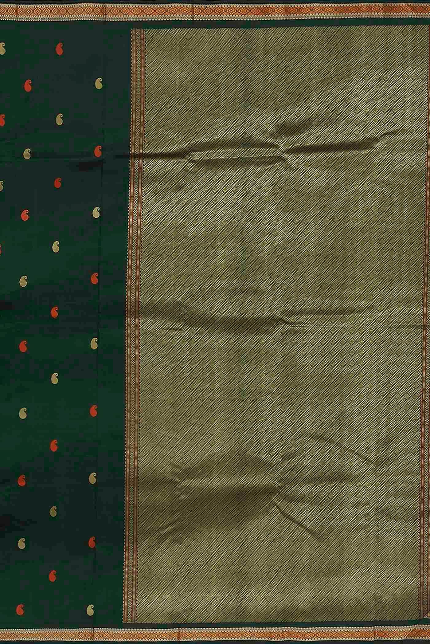 Bottle Green Kanchipuram Silk Saree
