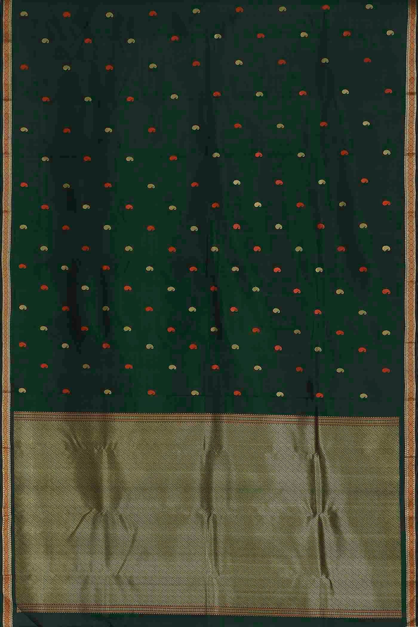 Bottle Green Kanchipuram Silk Saree