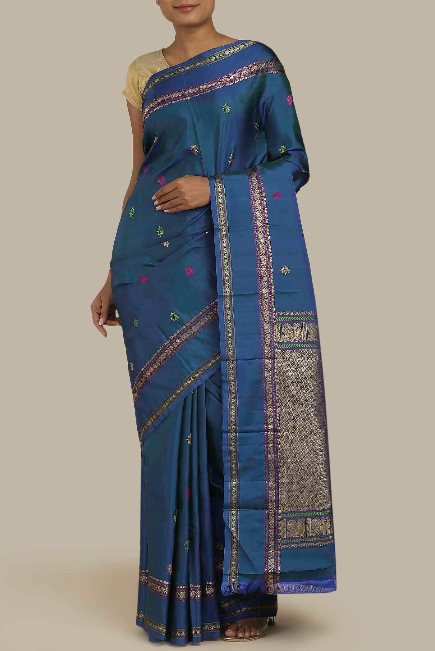 Blue Kanchipuram Silk Saree