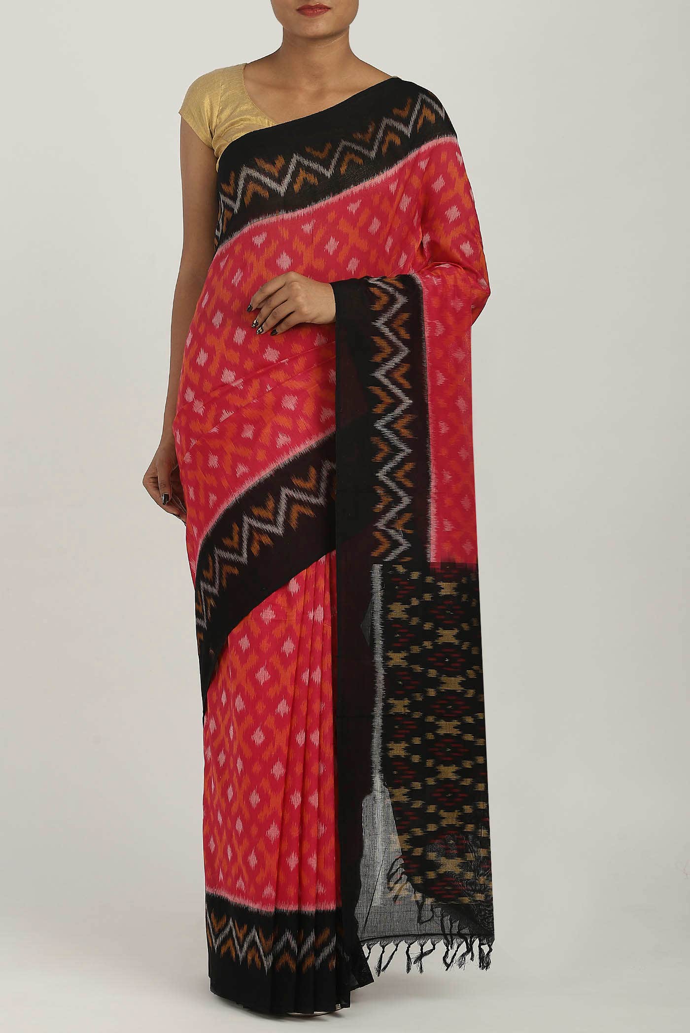 Red Maheshwari Silk Cotton Saree