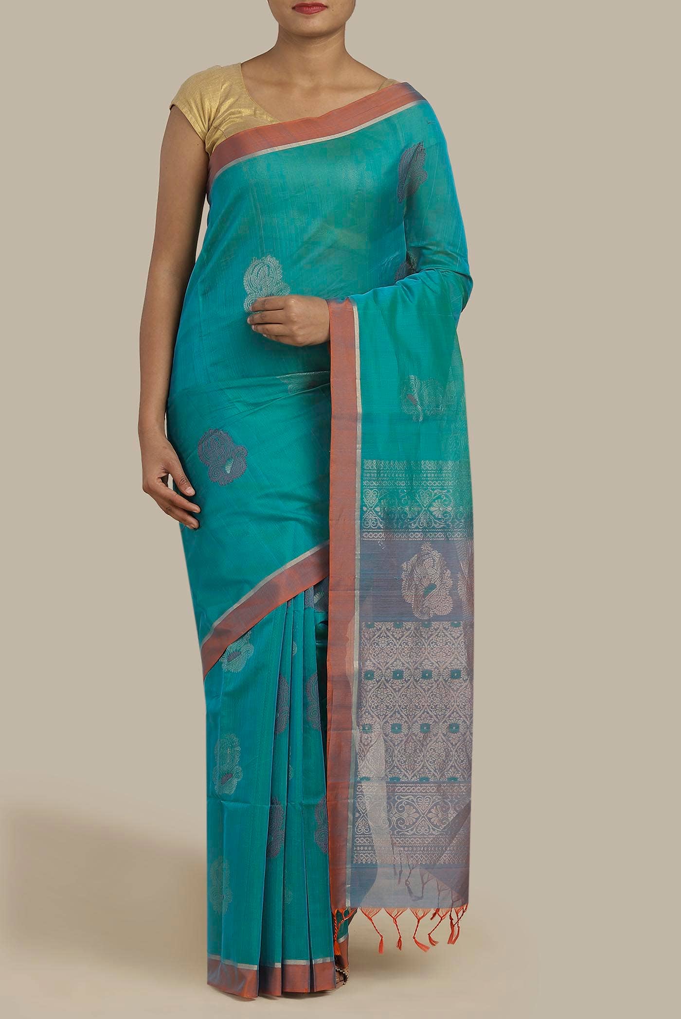 Blue Silk Cotton Saree
